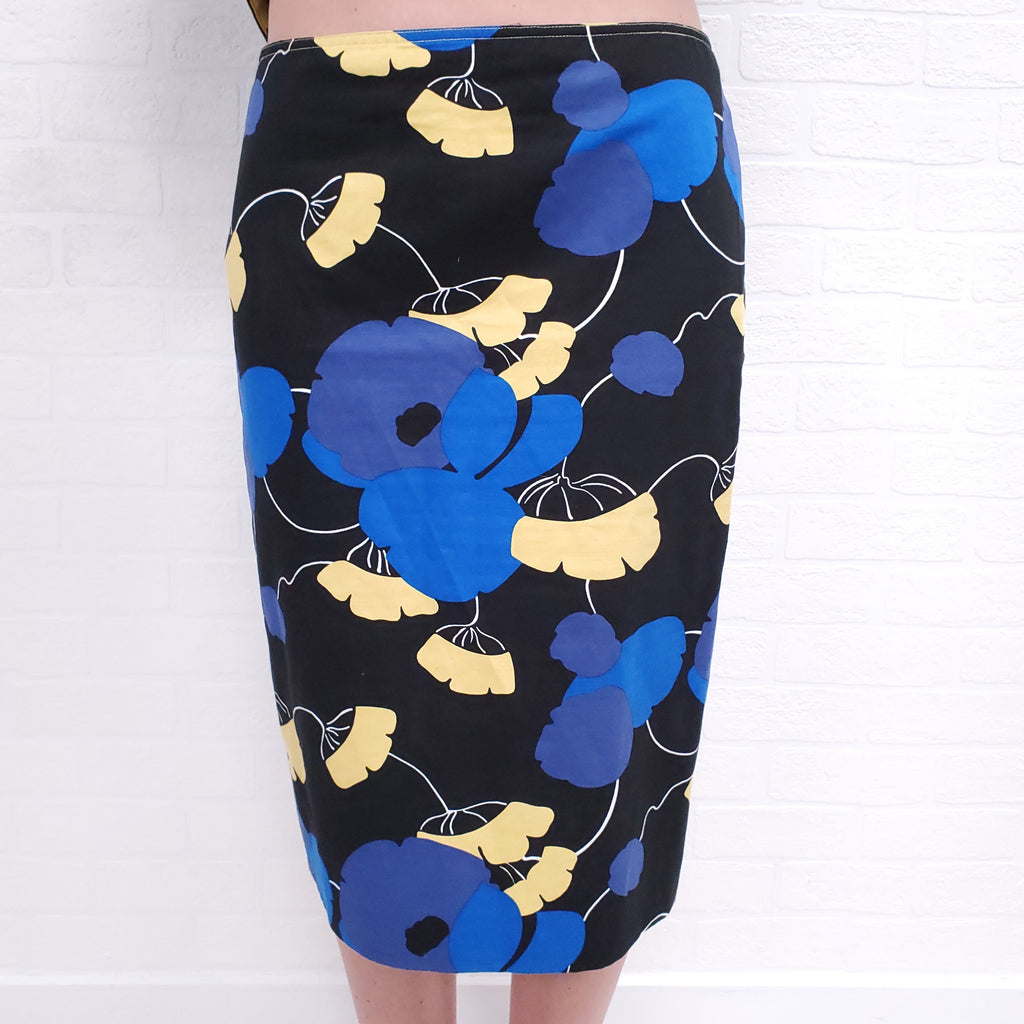 MARNI BLUE AND YELLOW FLORAL PEPLUM SKIRT SET - SIZE 42