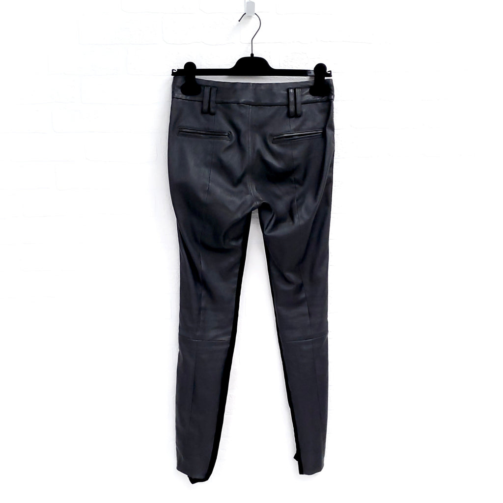 HAIDER ACKERMANN BLACK VELVET AND LEATHER TUXEDO PANT ($2250) - SIZE 36