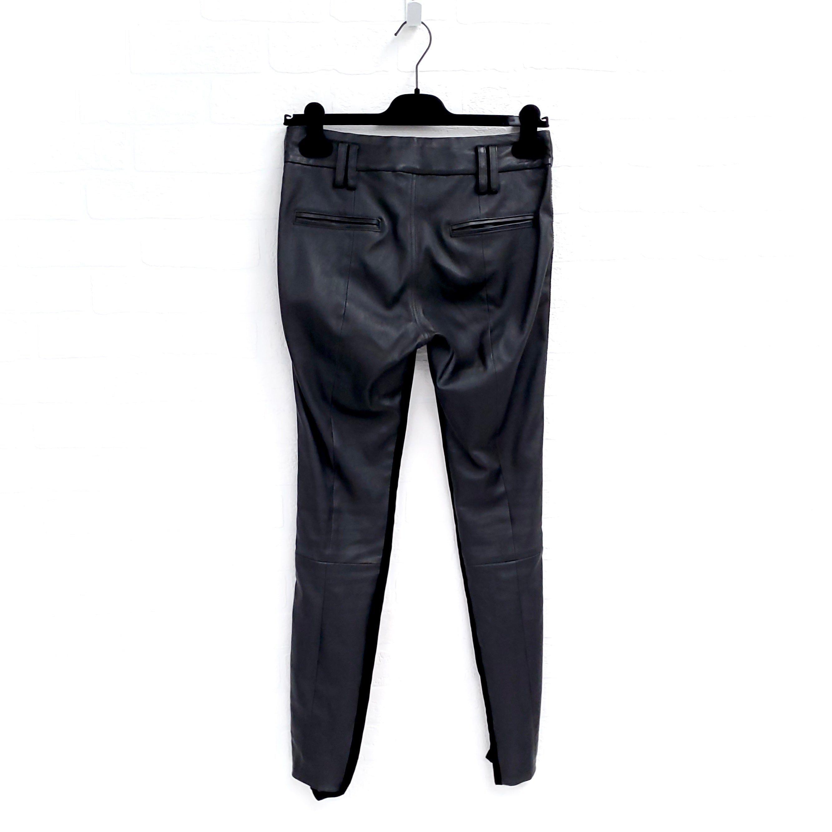 HAIDER ACKERMANN BLACK VELVET AND LEATHER TUXEDO PANT ($2250) - SIZE 36