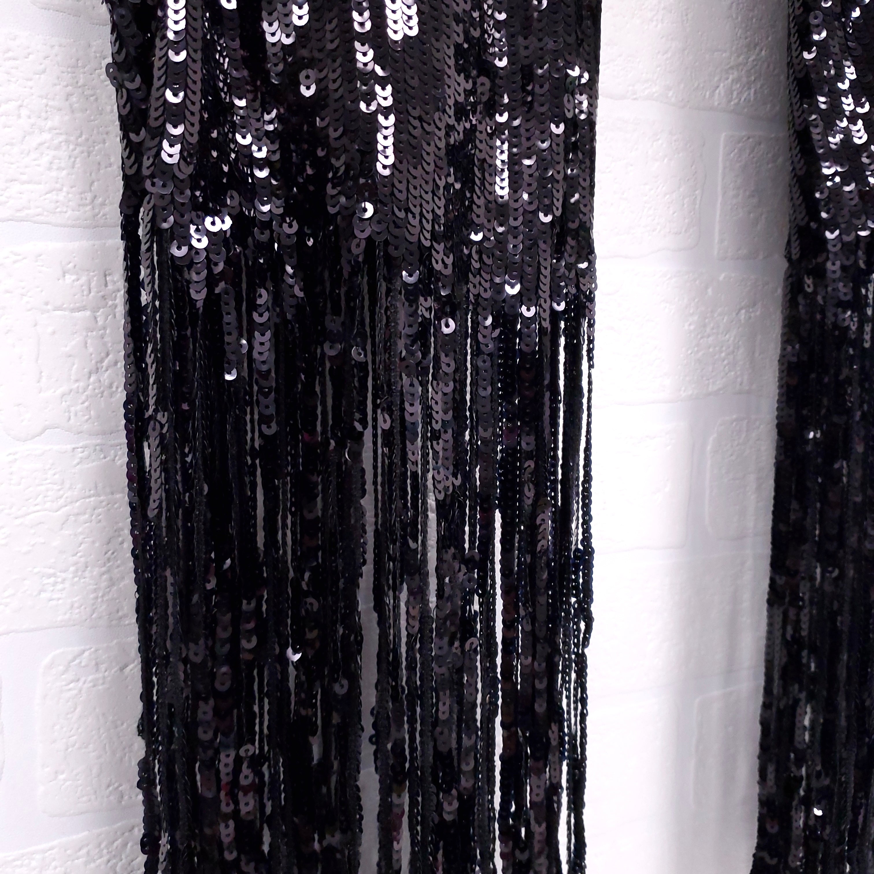 ELLERY PANTS WITH SEQUIN FRINGE HEM DETAIL - SIZE 38
