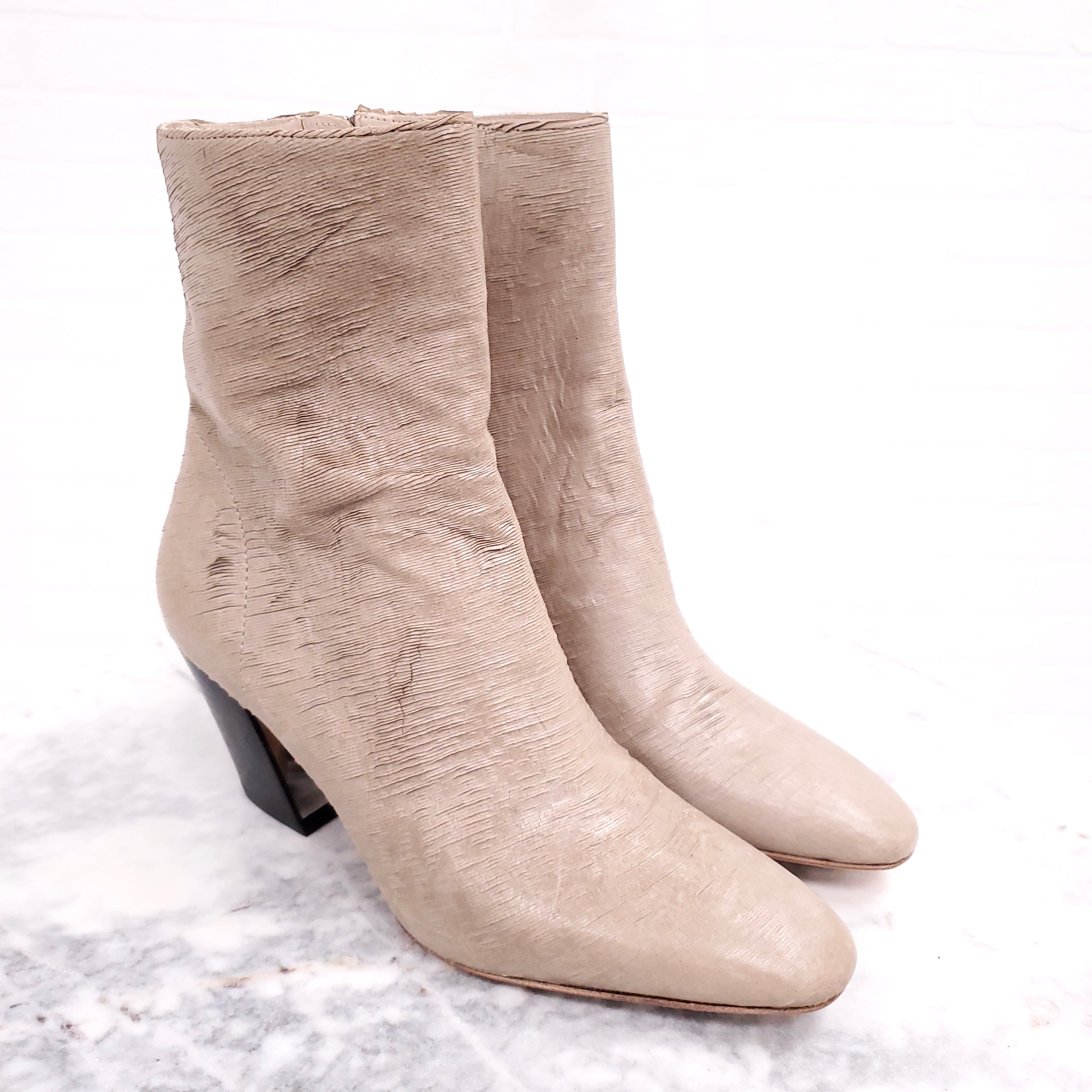 IRO TAN TEXTURED BOOTIES ($915) - SIZE 38