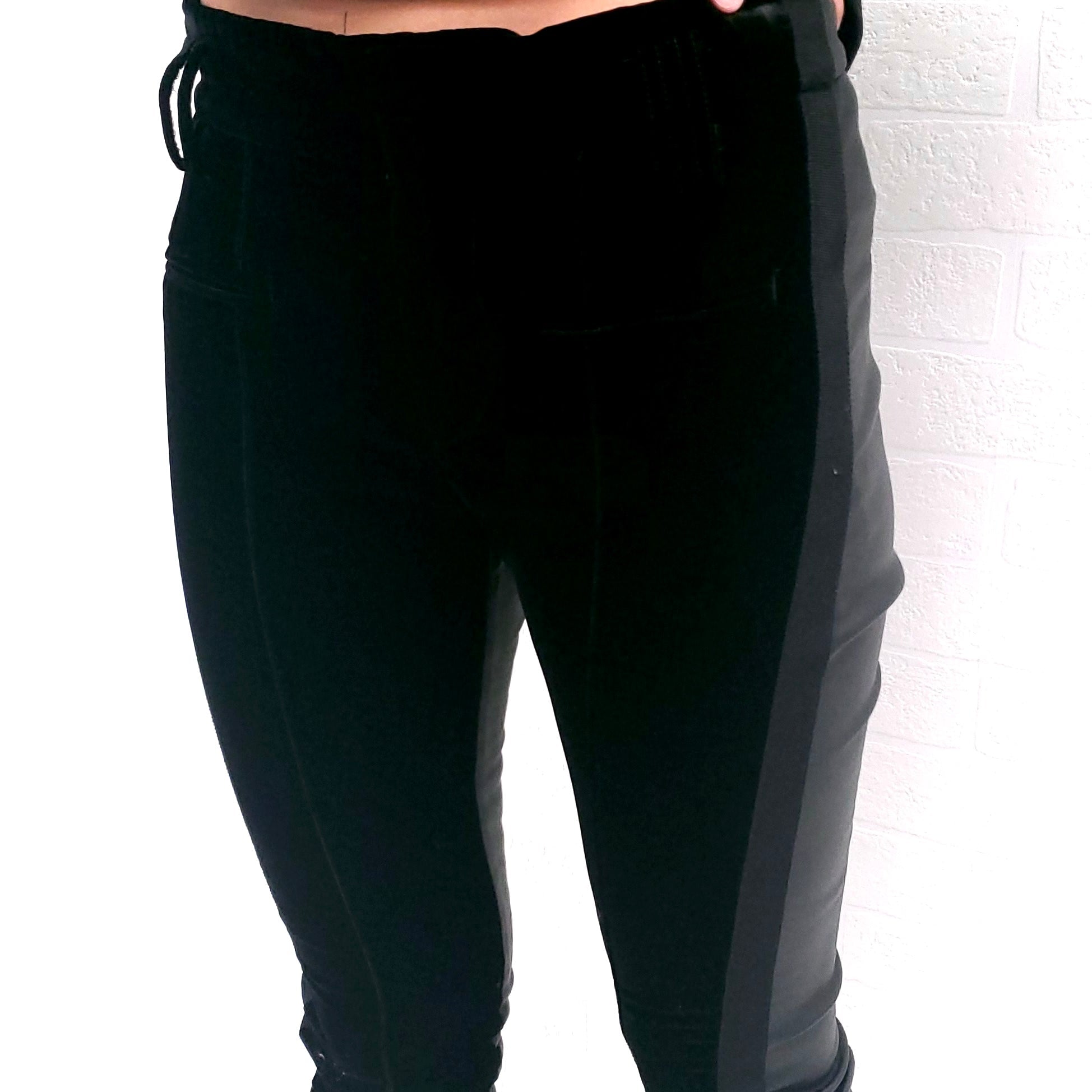 HAIDER ACKERMANN BLACK VELVET AND LEATHER TUXEDO PANT ($2250) - SIZE 36