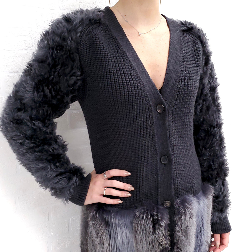 NINA RICCI CARDIGAN WITH FUR ($2500) -  SIZE L