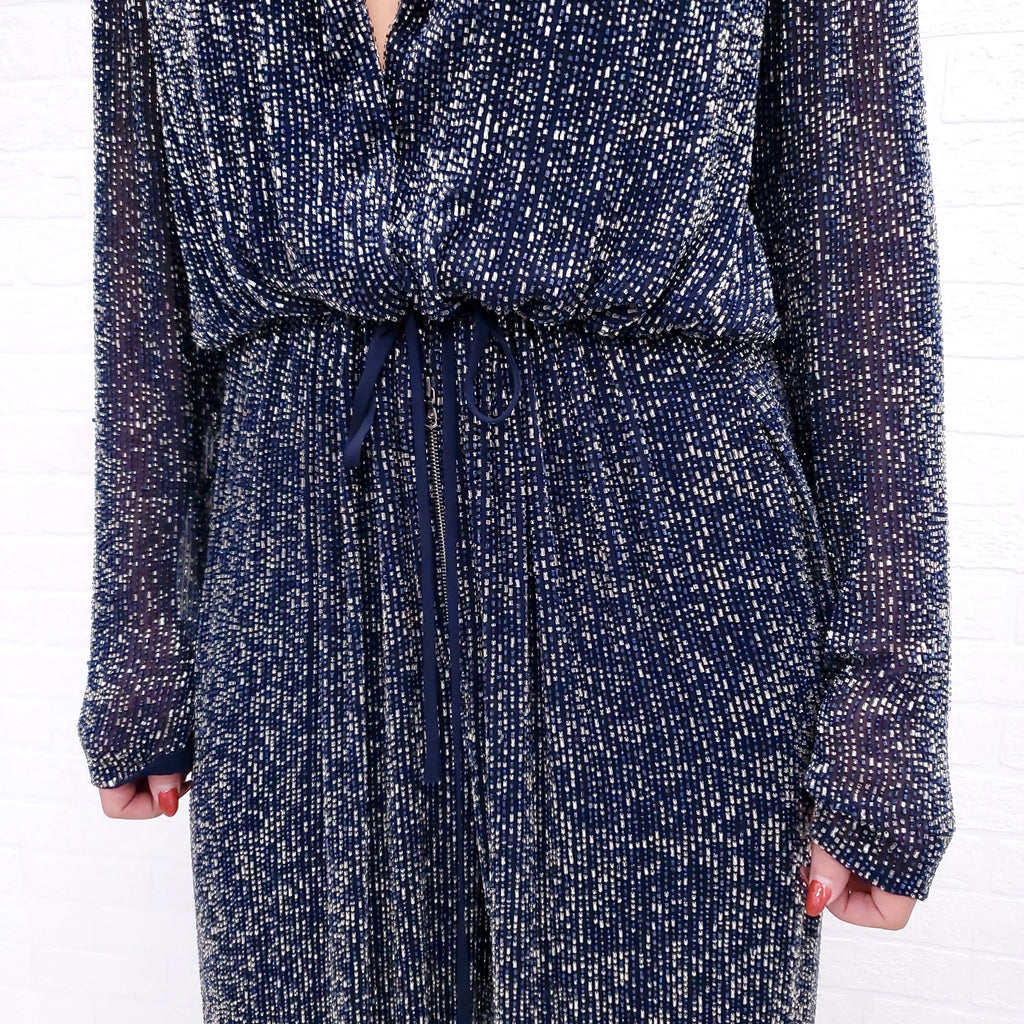 NAEEM KHAN NAVY BLUE BEADED JUMPSUIT ($8900) - SIZE 12