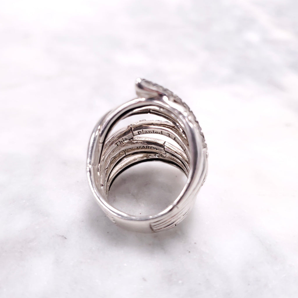 JOHN HARDY BAMBOO RING WITH BLACK SAPPHIRE - SIZE 7