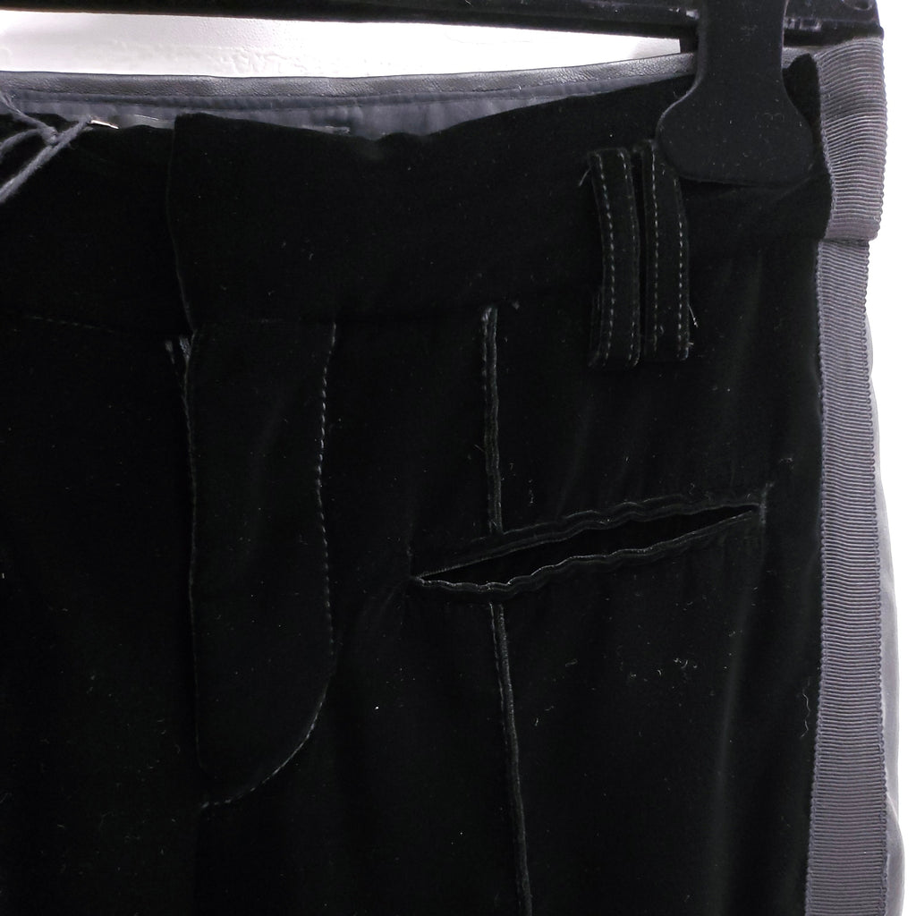 HAIDER ACKERMANN BLACK VELVET AND LEATHER TUXEDO PANT ($2250) - SIZE 36