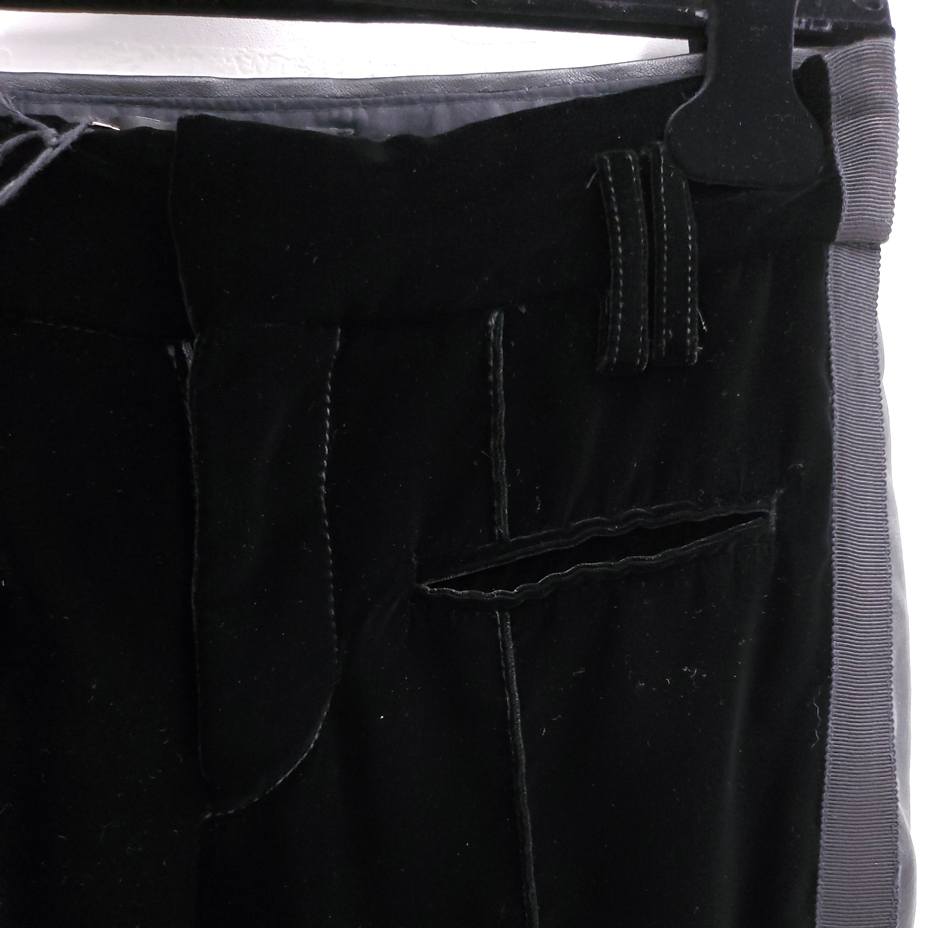 HAIDER ACKERMANN BLACK VELVET AND LEATHER TUXEDO PANT ($2250) - SIZE 36
