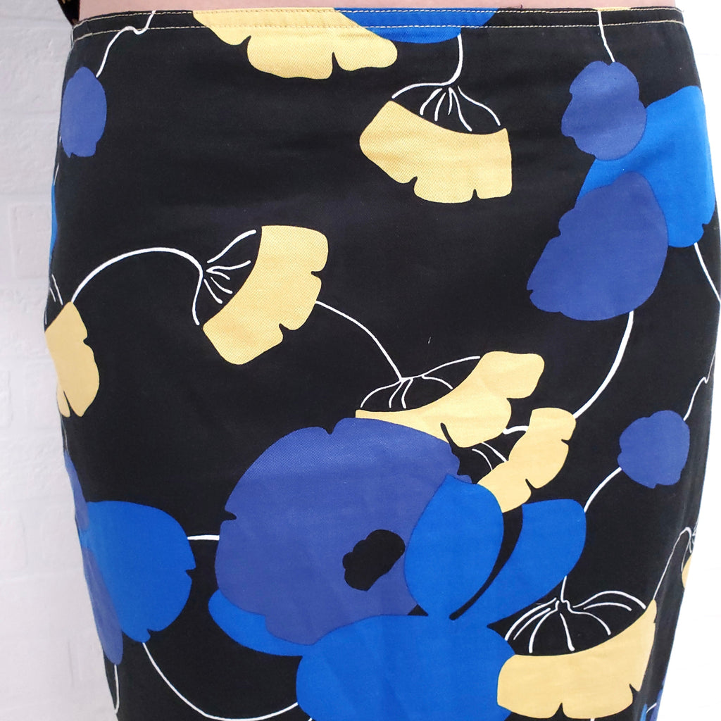 MARNI BLUE AND YELLOW FLORAL PEPLUM SKIRT SET - SIZE 42