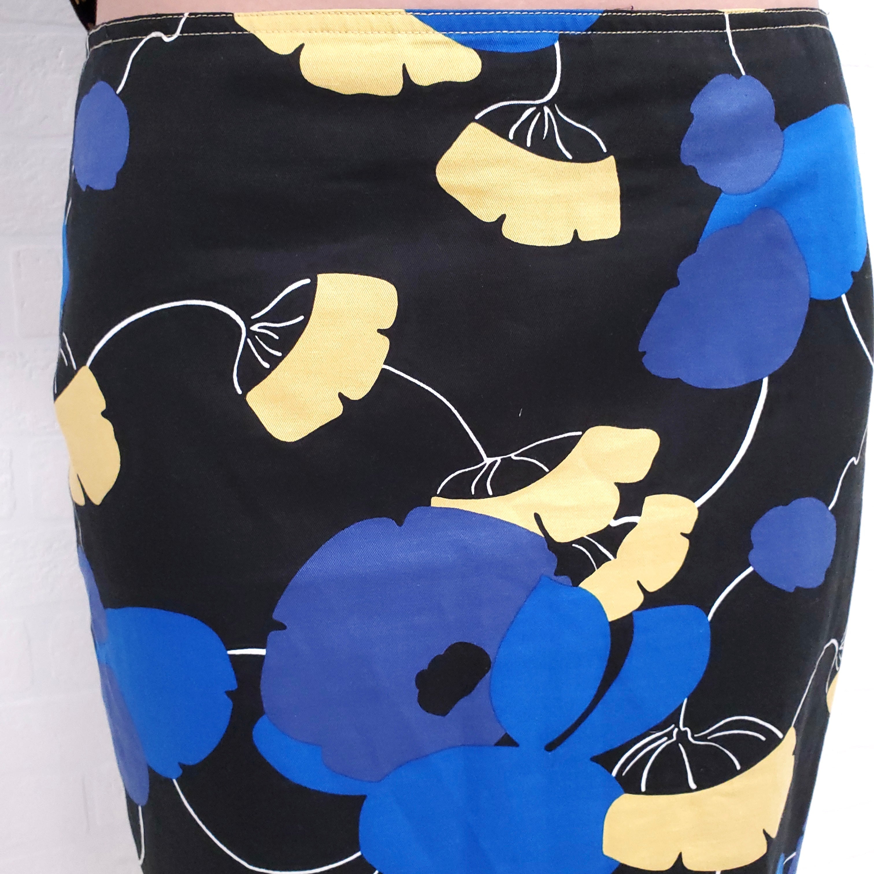 MARNI BLUE AND YELLOW FLORAL PEPLUM SKIRT SET - SIZE 42