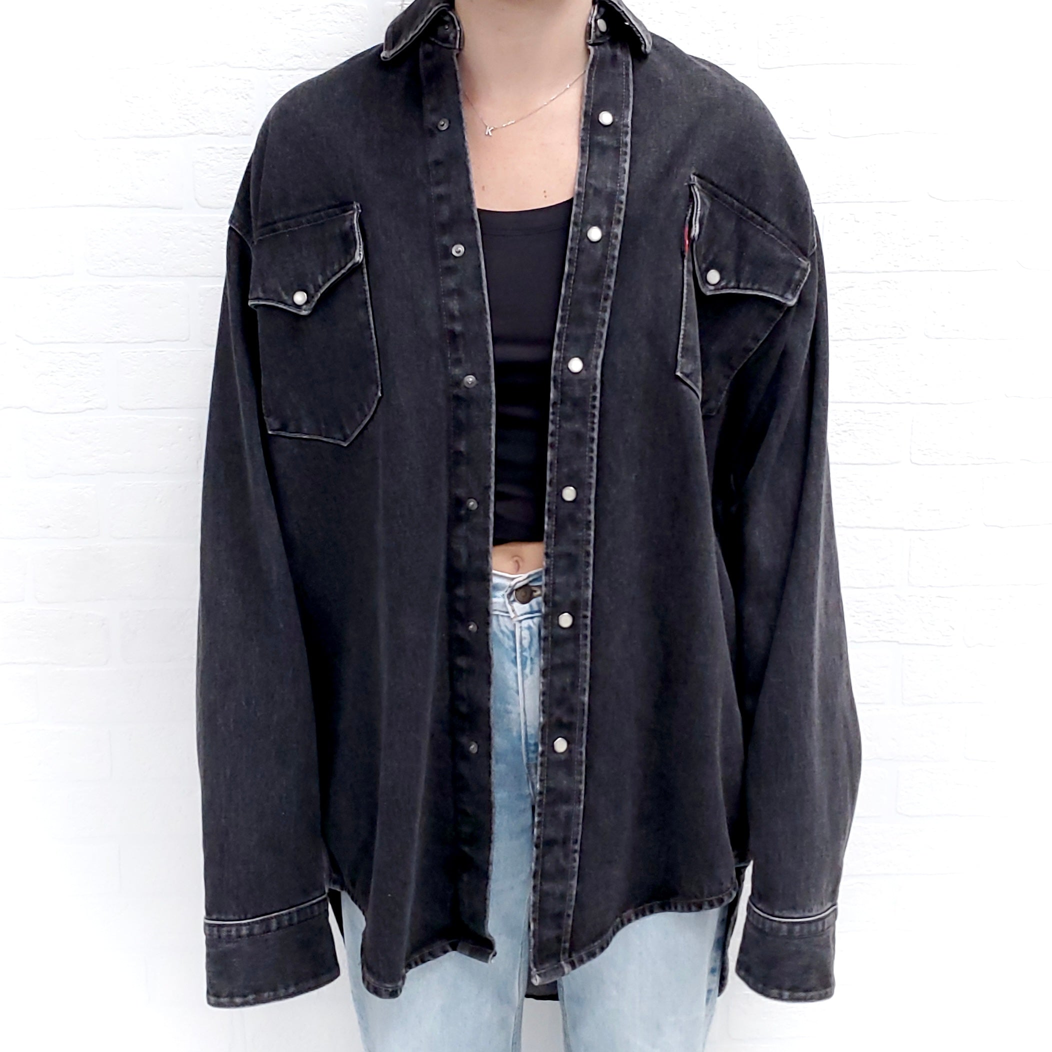 VETEMENTS X LEVIS BLACK OVERSIZED DENIM JACKET - SIZE XS