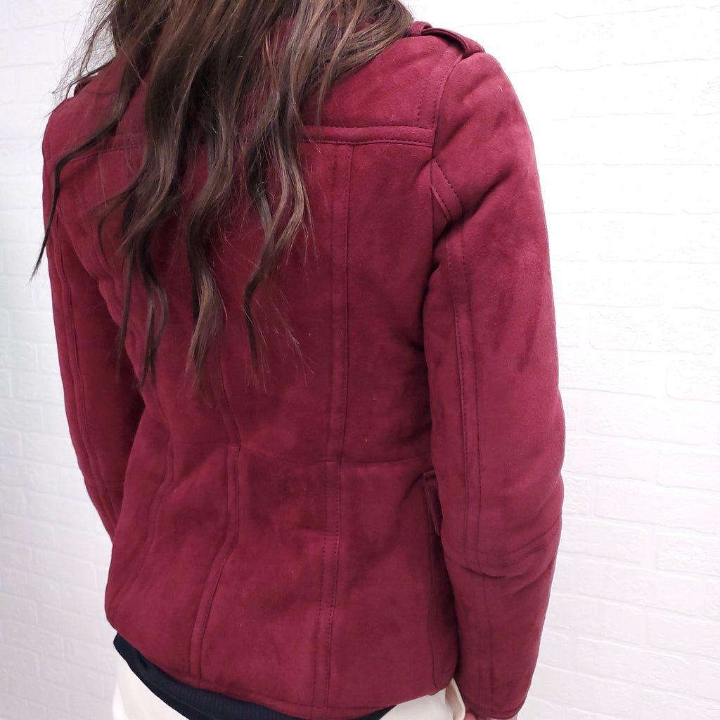 GUCCI BURGUNDY SHEARLING JACKET - SIZE 42