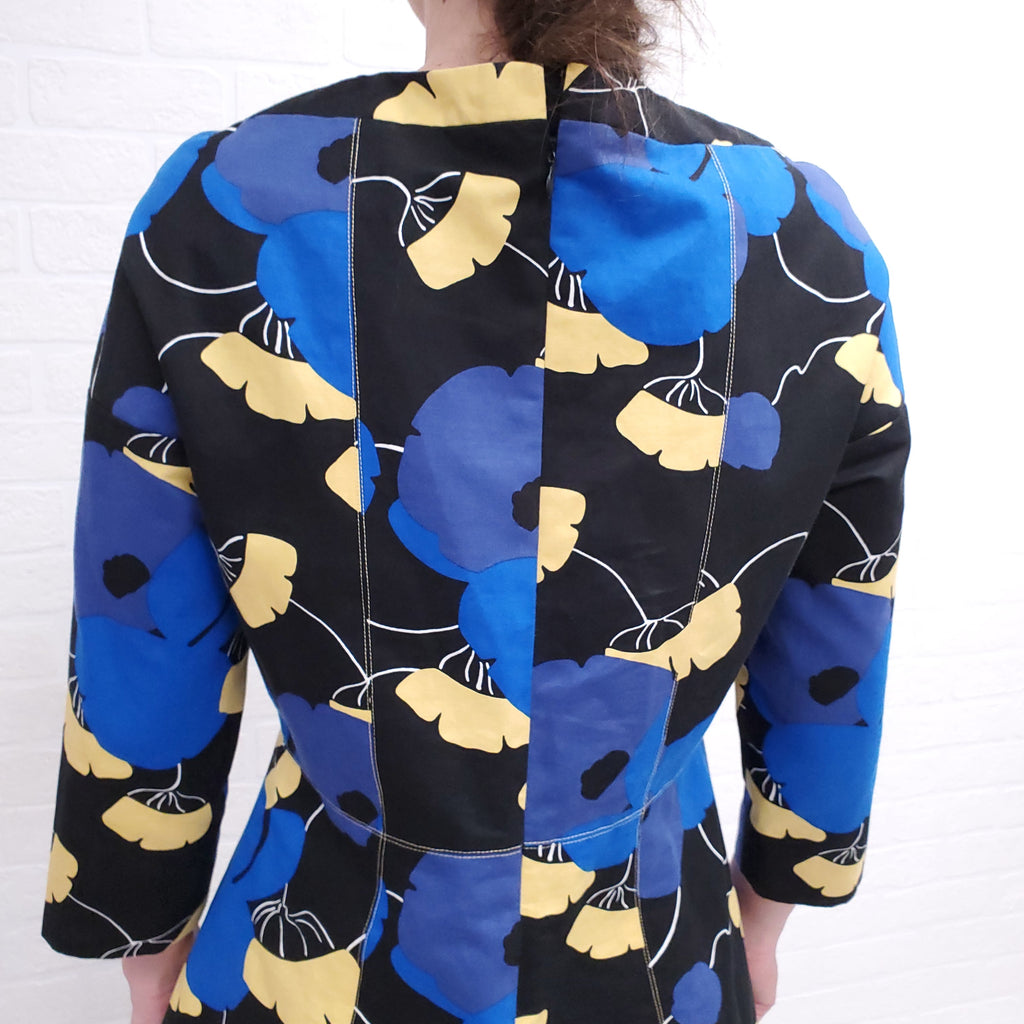 MARNI BLUE AND YELLOW FLORAL PEPLUM SKIRT SET - SIZE 42