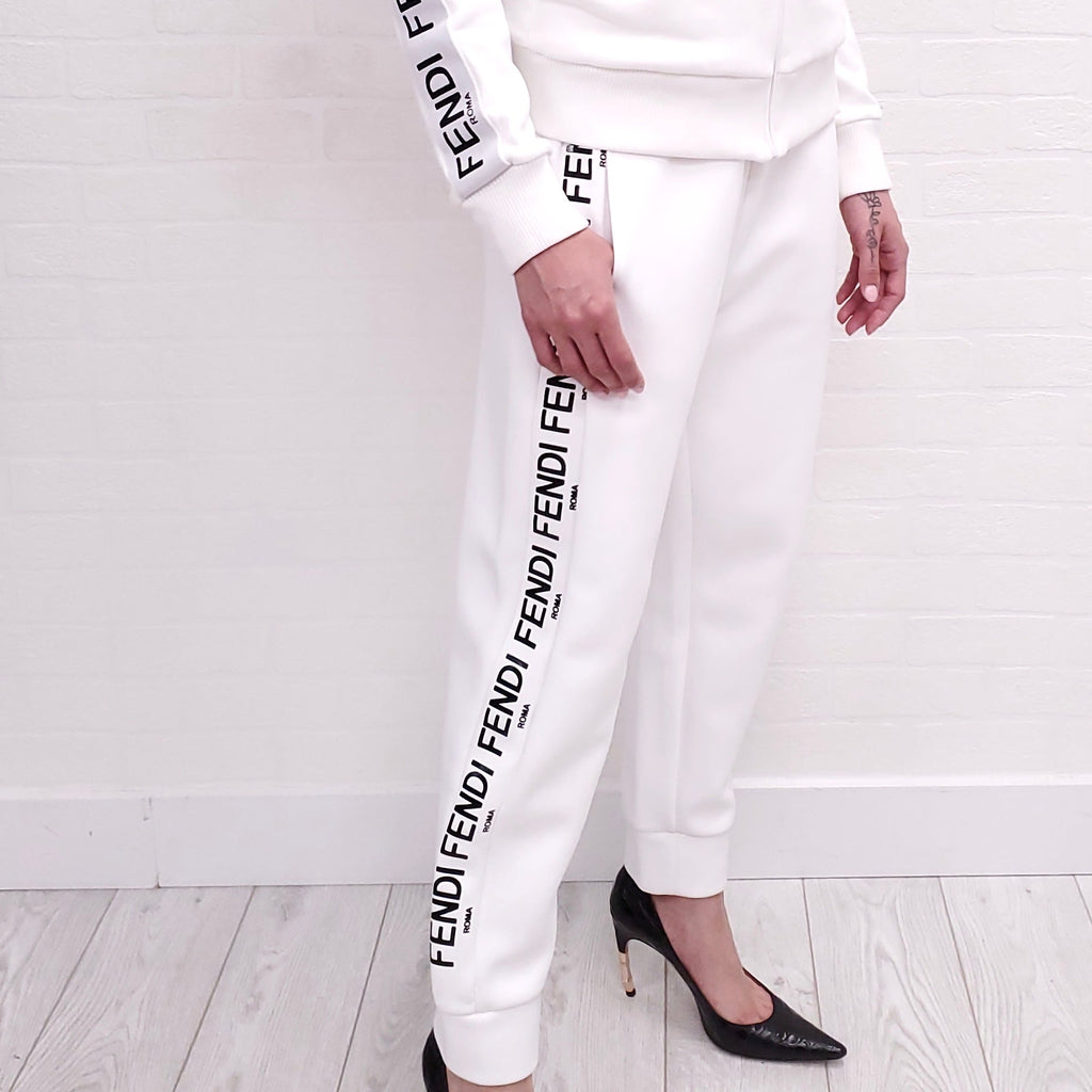 FENDI WHITE LOGO SWEATPANTS - SIZE 44
