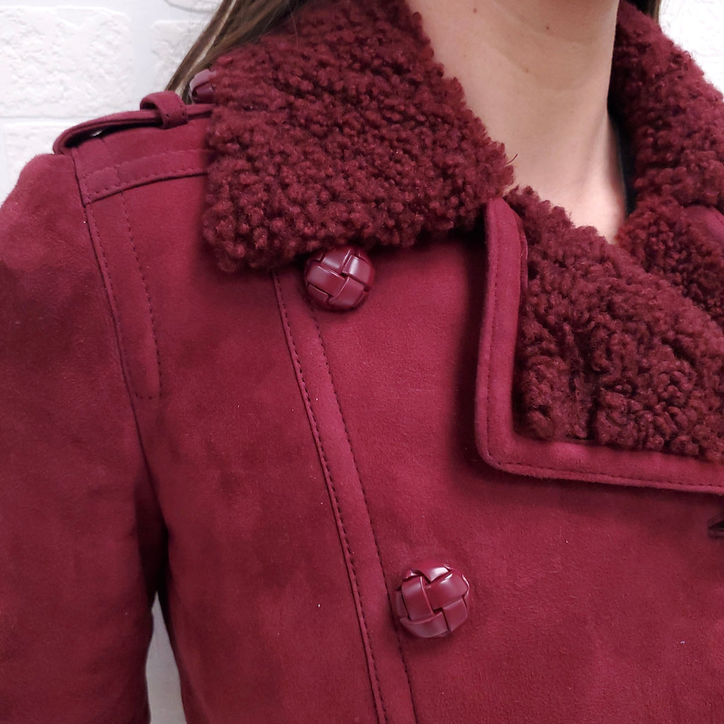 GUCCI BURGUNDY SHEARLING JACKET - SIZE 42
