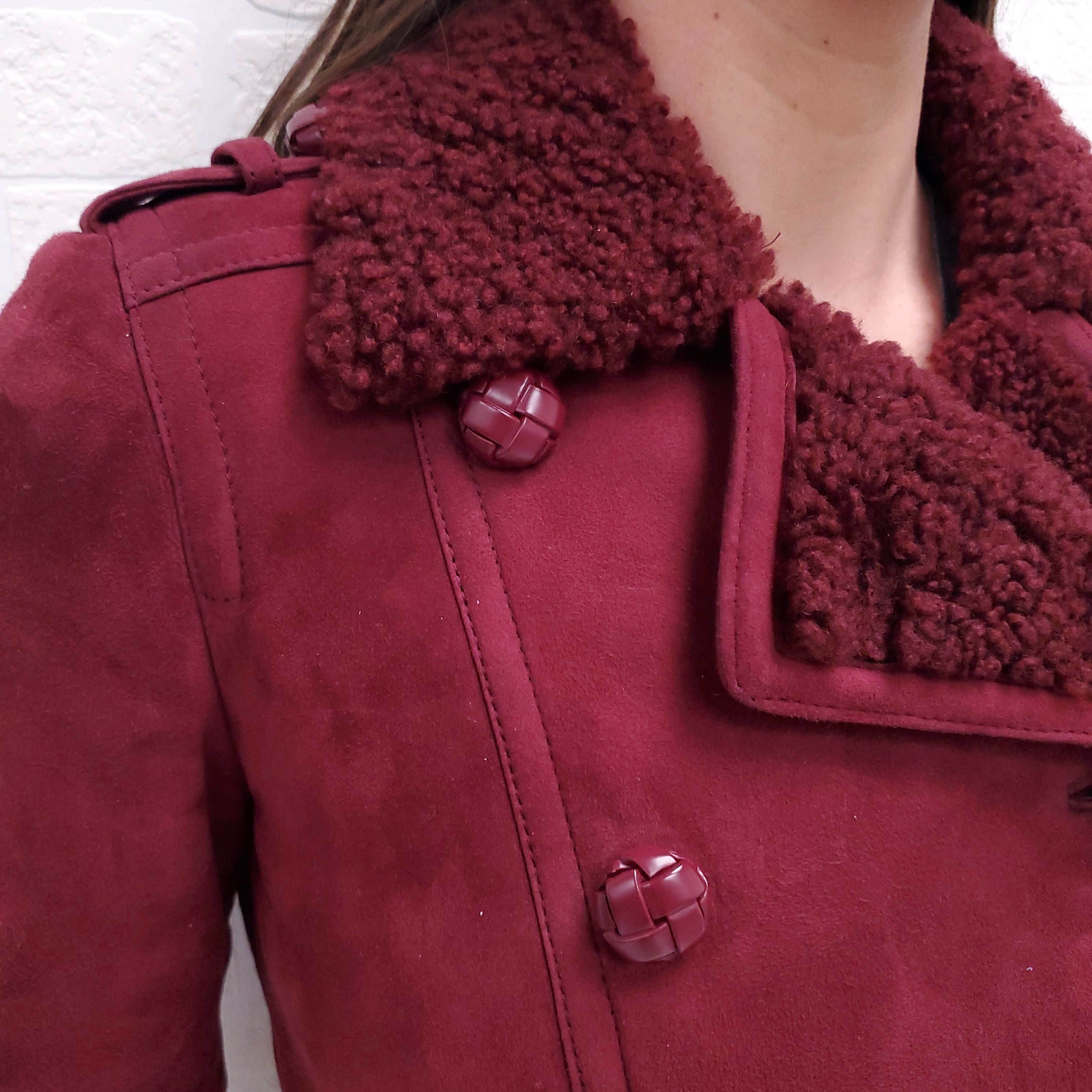 GUCCI BURGUNDY SHEARLING JACKET - SIZE 42