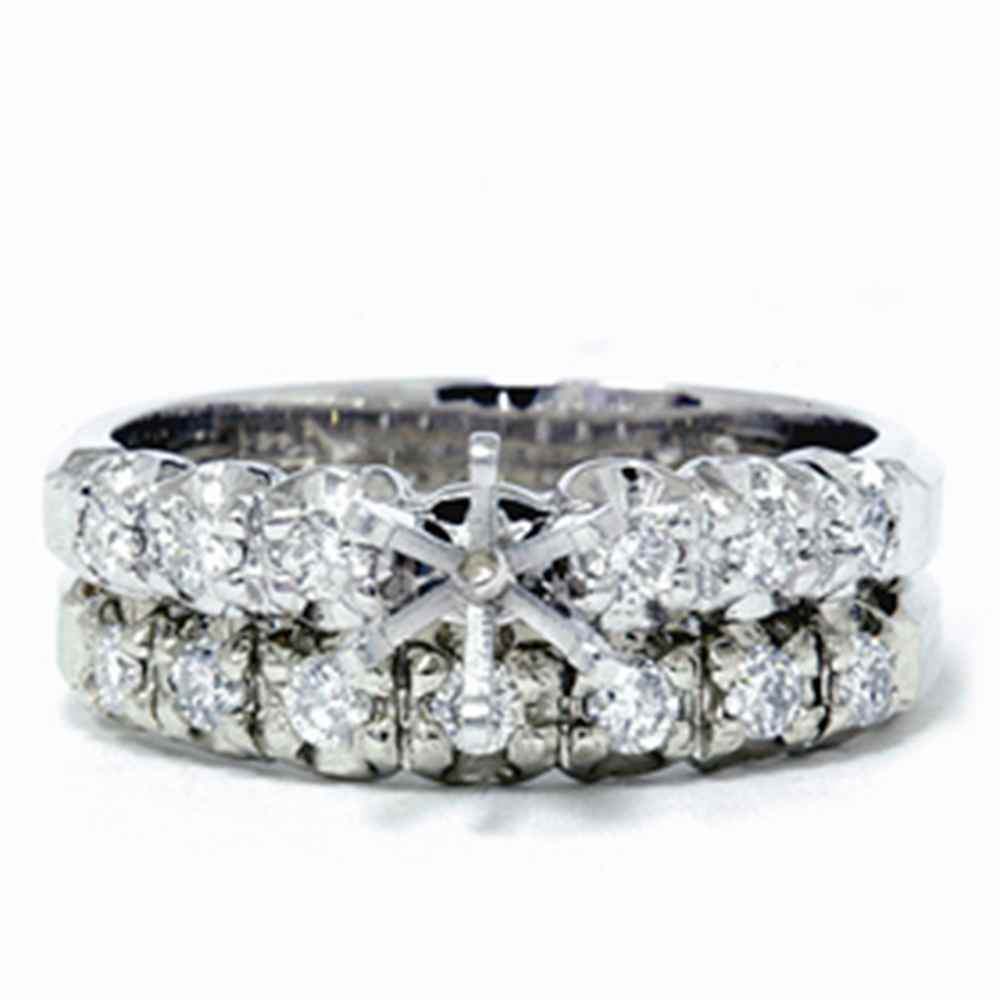 1/2ct Diamond Semi Mount Engagement Wedding Ring Set Size Selectable