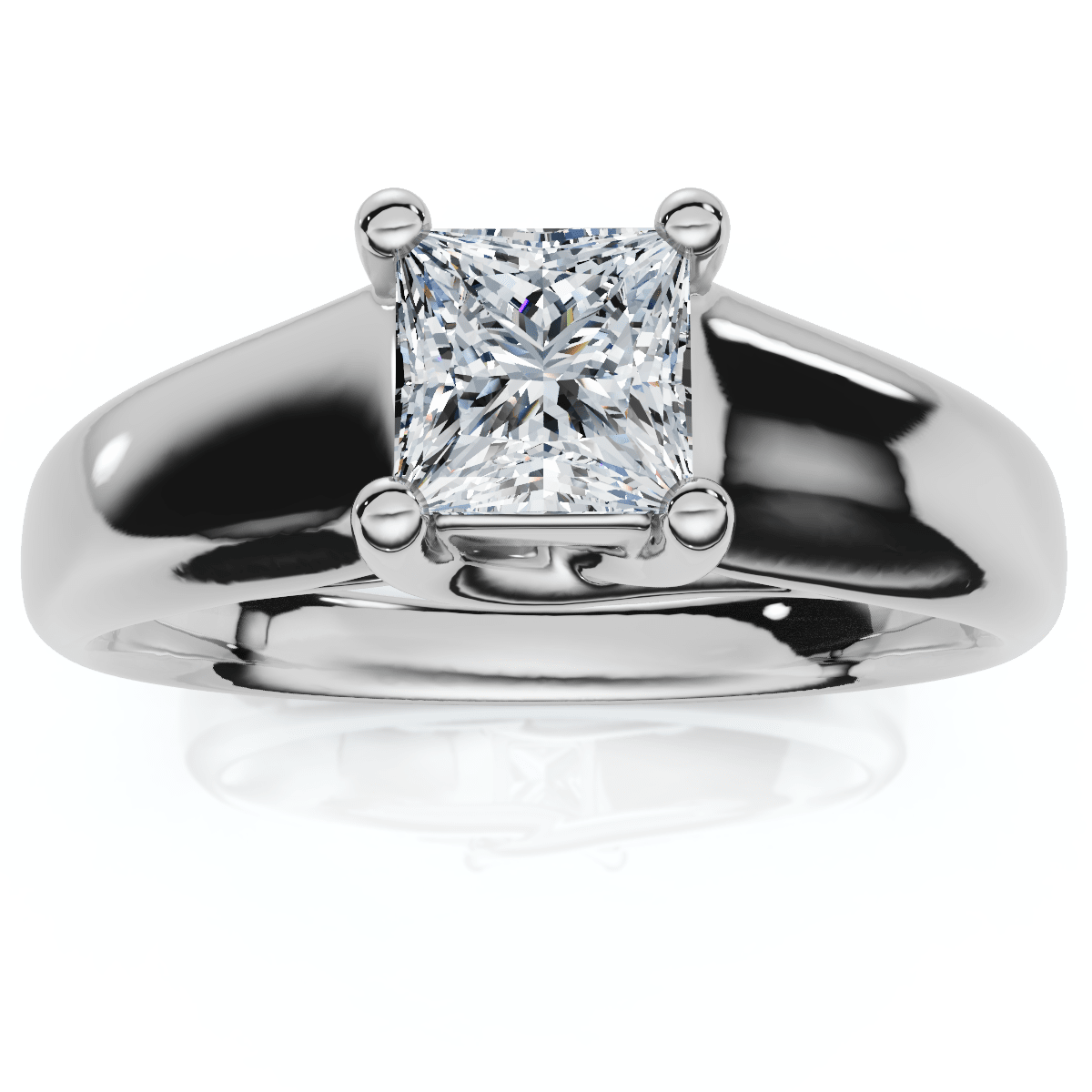 1ct Princess Cut Lab Grown Diamond Solitaire Engagement Ring 14k White Gold Size Selectable