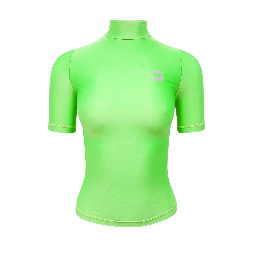 COPERNI GREEN HIGH NECK SHORT SLEEVE STRETCH TOP - SIZE XS