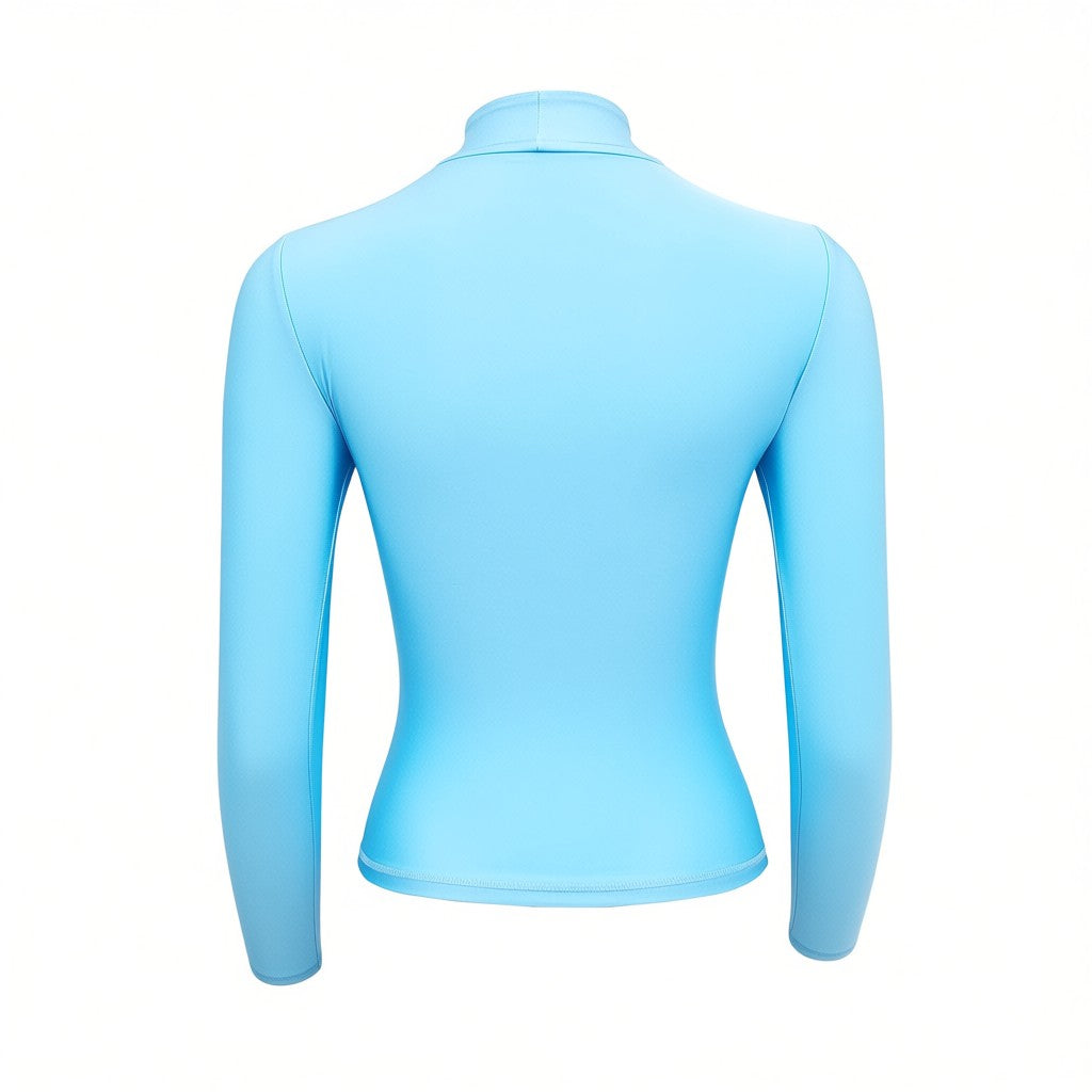 COPERNI BLUE HIGH NECK LONG SLEEVE STRETCH TOP - SIZE XS