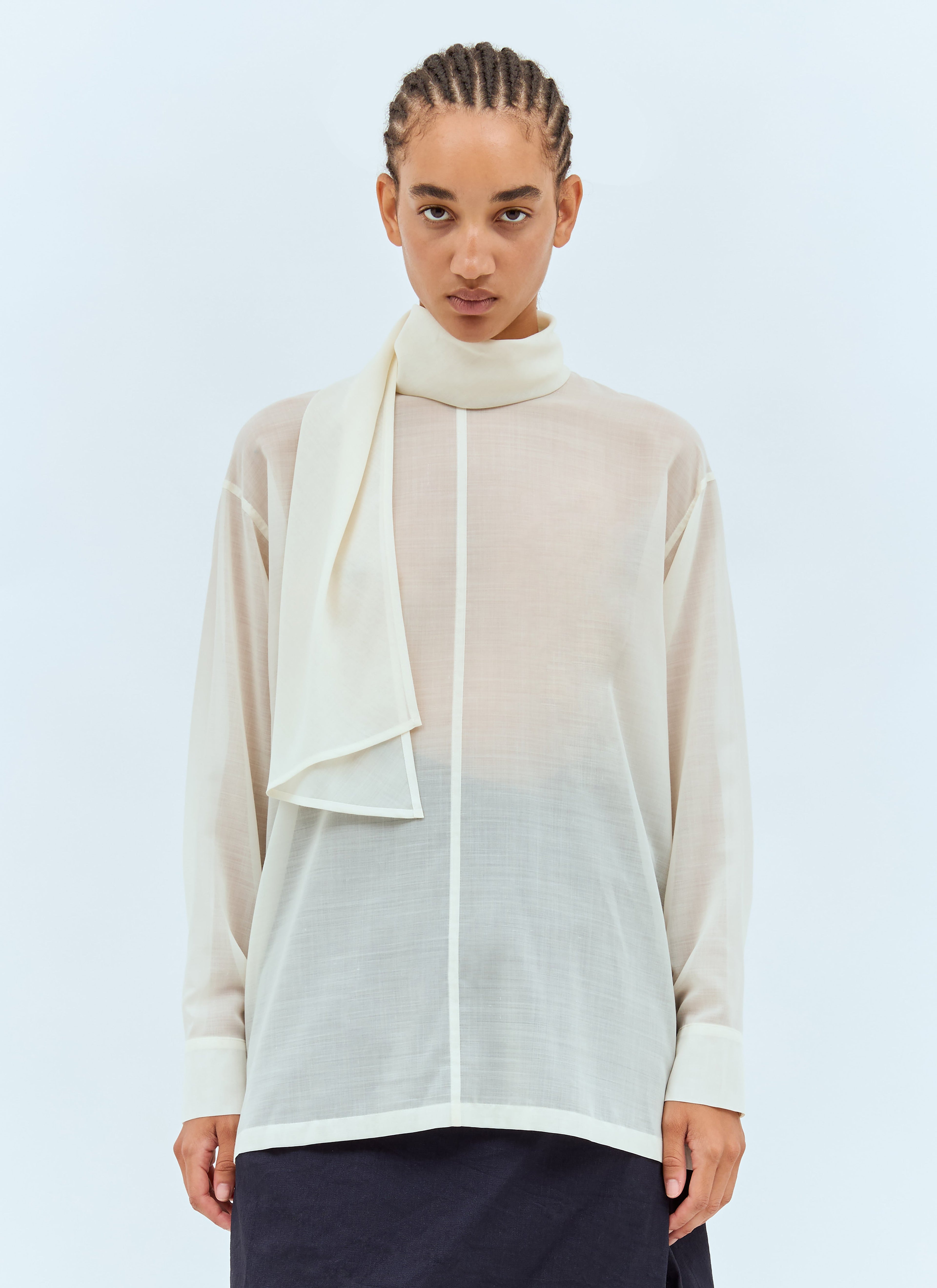 Issey Miyake Women Sheer Shirt With Shawl