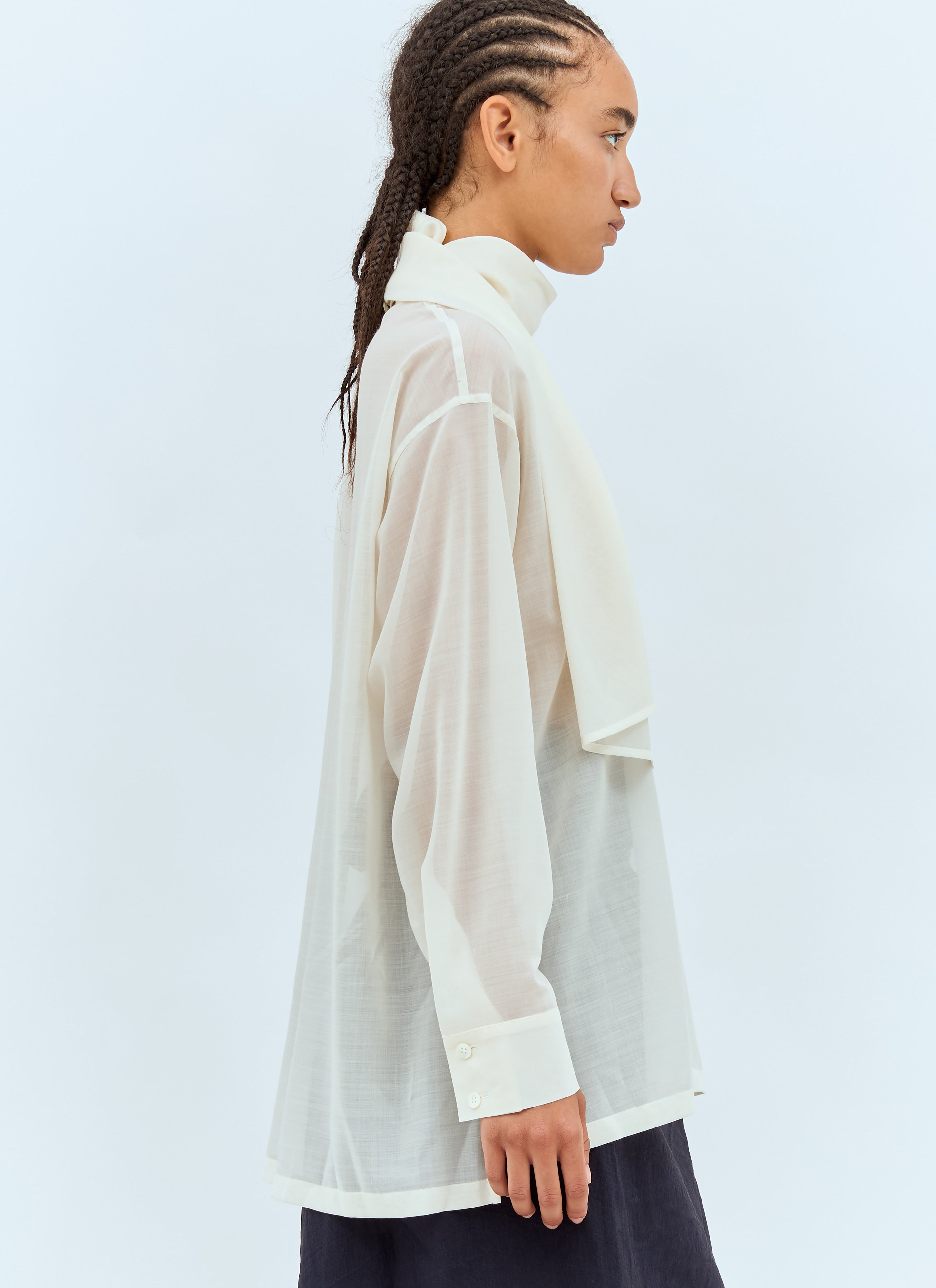 Issey Miyake Women Sheer Shirt With Shawl