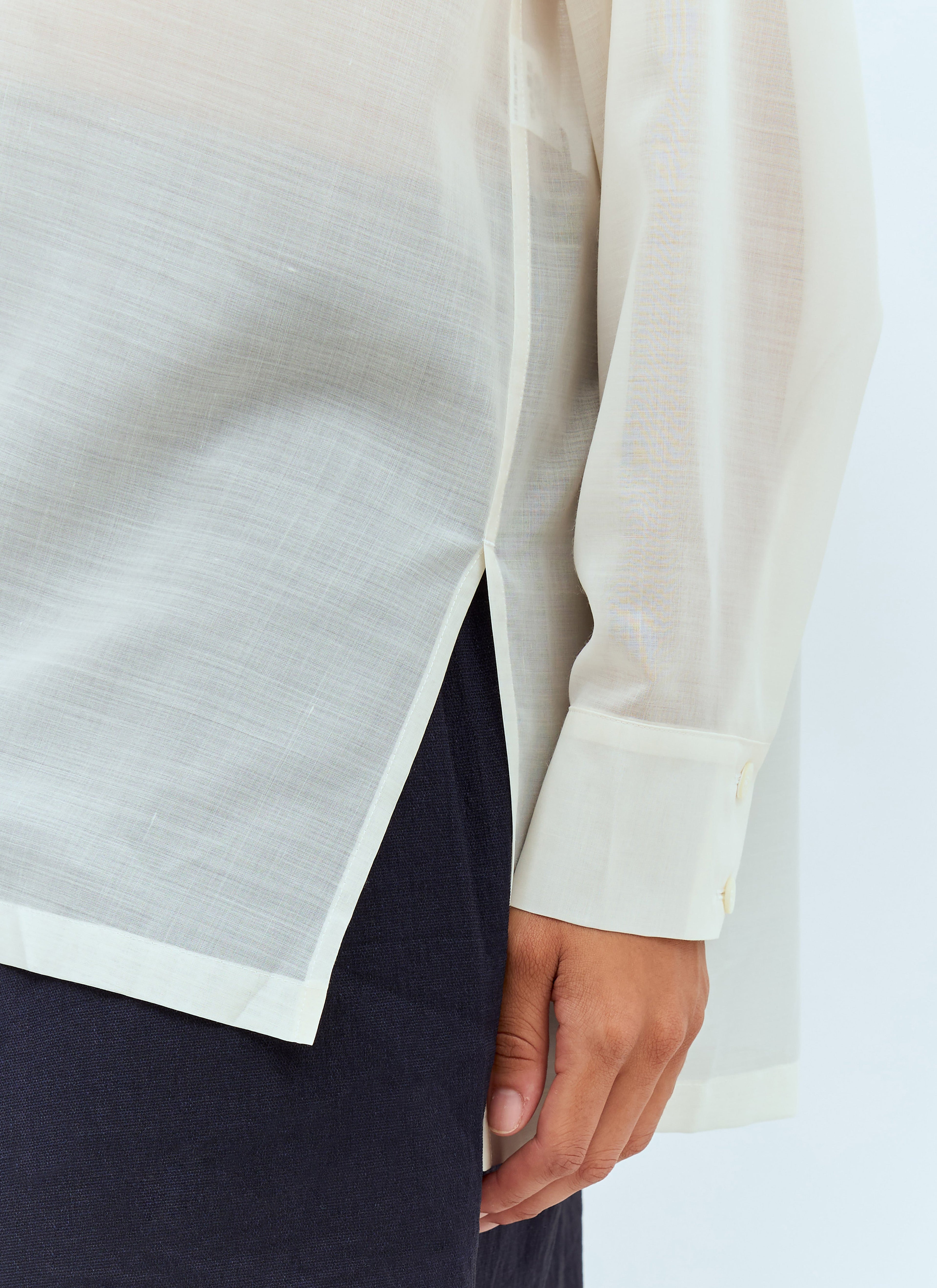 Issey Miyake Women Sheer Shirt With Shawl