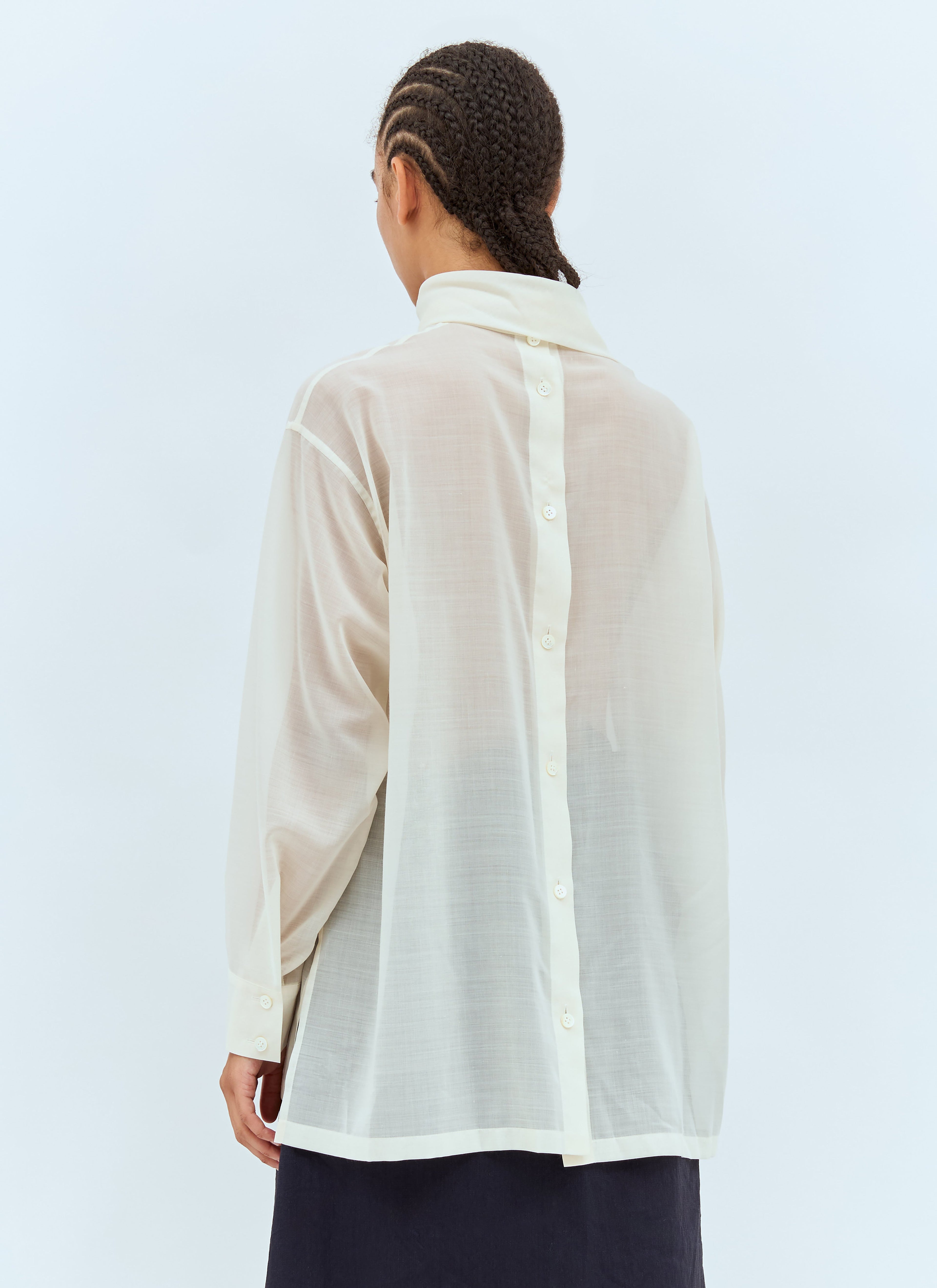 Issey Miyake Women Sheer Shirt With Shawl