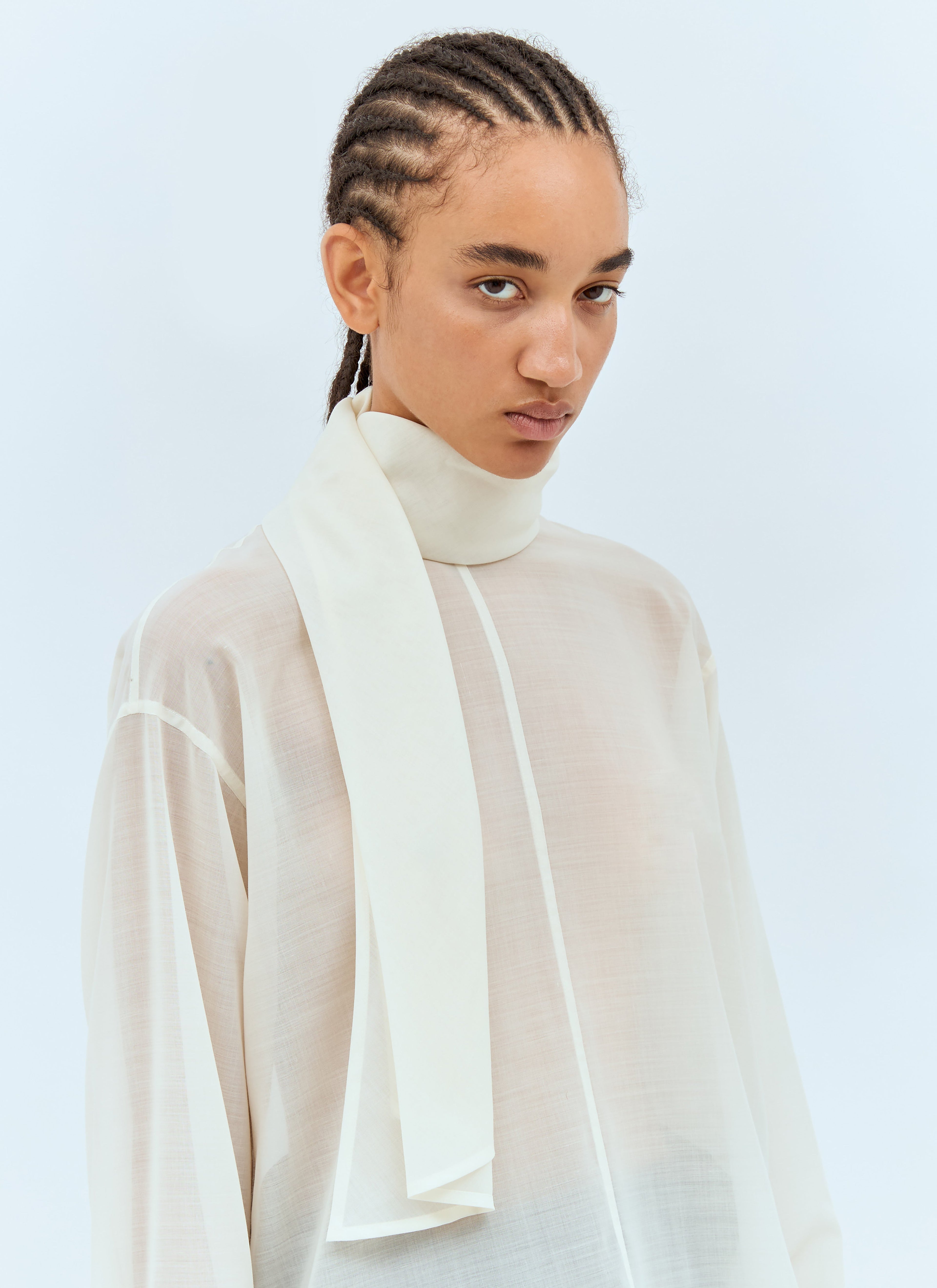 Issey Miyake Women Sheer Shirt With Shawl