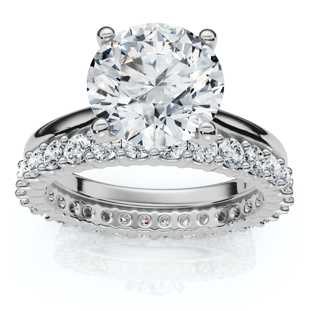 Certified 2.77Ct Solitaire Diamond Ring & Eternity Band 14k Gold or Pt Lab Grown