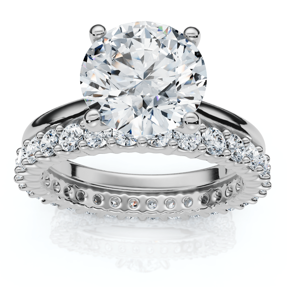 Certified 2.77Ct Solitaire Diamond Ring & Eternity Band 14k Gold or Pt Lab Grown