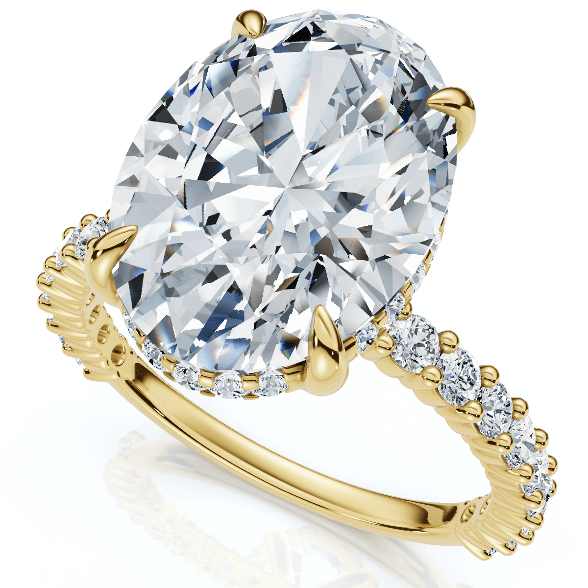 Certified 4 1/2Ct Hidden Halo Diamond Engagement Ring 14k Gold Lab Grown