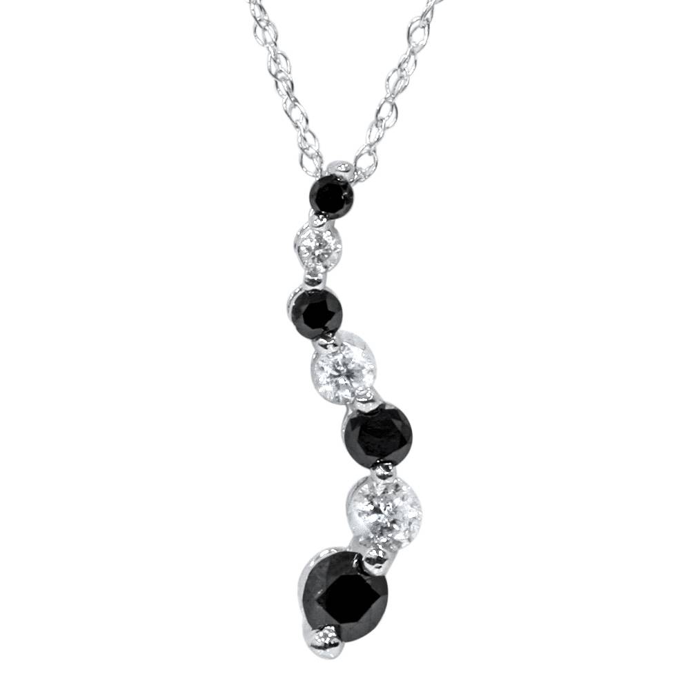 White Gold 1/2ct Black & White Diamond Journey Pendant