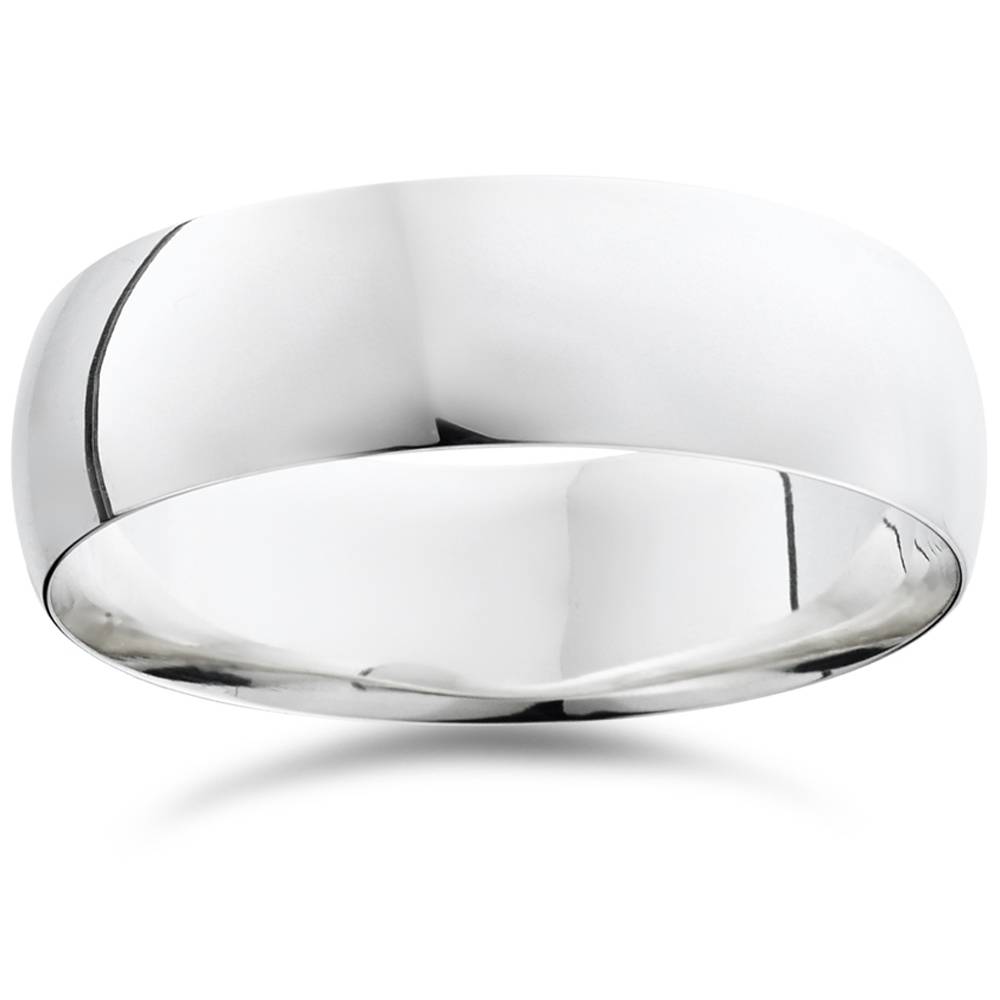 7mm Plain Platinum Comfort Fit Wedding Band Ring Size Selectable