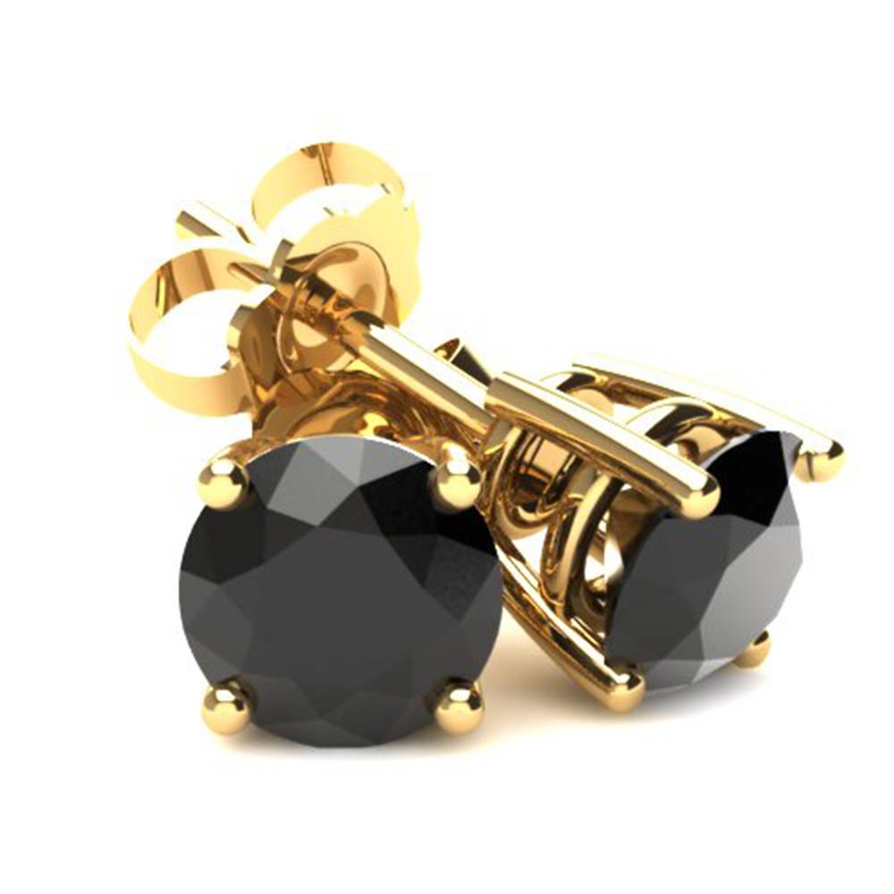 .75Ct Round Brilliant Cut Heat Treated Black Diamond Stud Earrings in 14K Gold Basket Setting