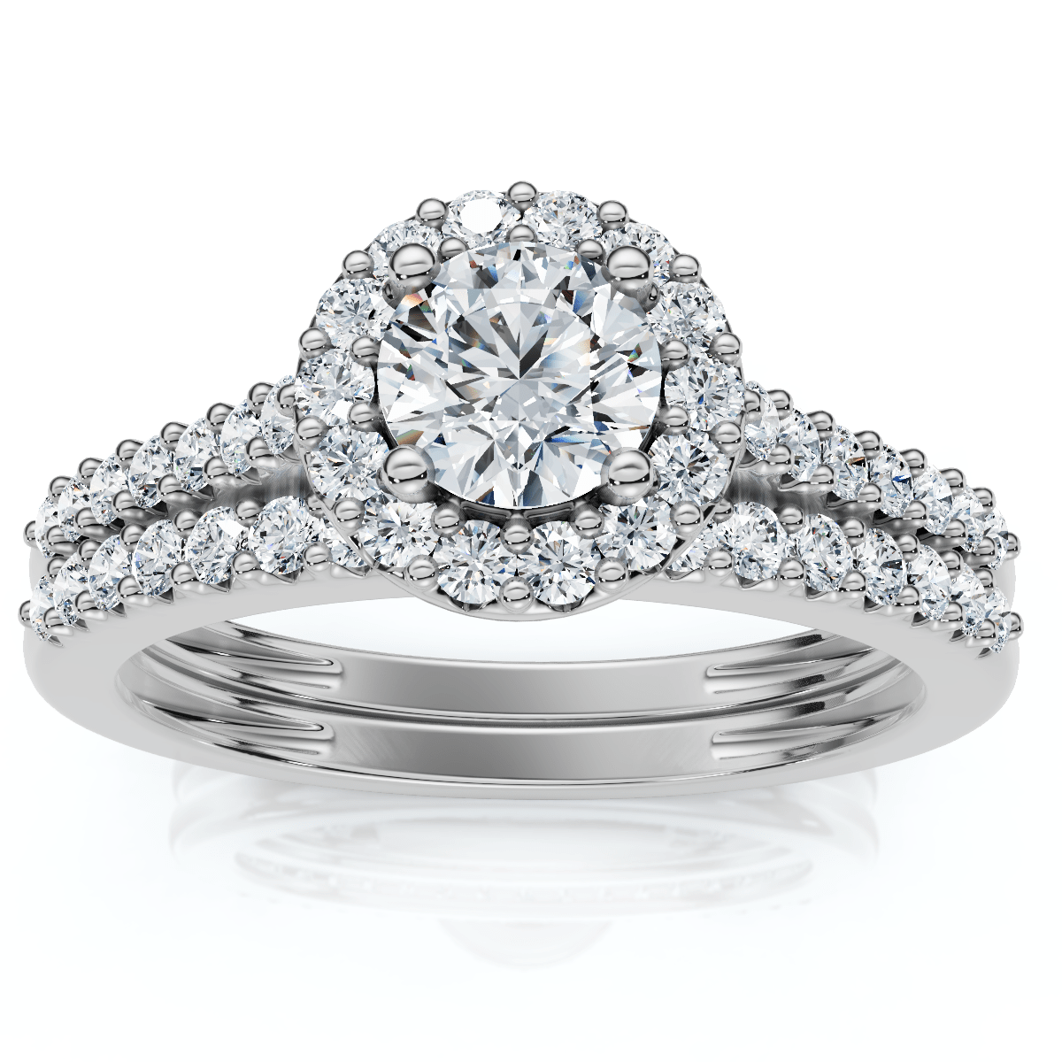 3/4ct Halo Diamond Engagement Wedding Ring Set 14K White Gold Size Selectable