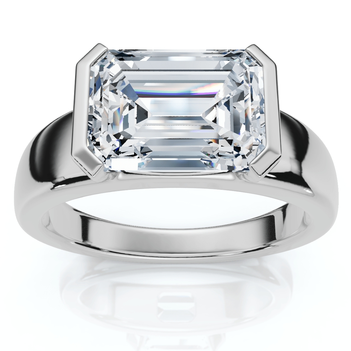 Certified 2 2/3ct East West Emerald Cut Engagement Ring Gold or Pt Lab Grown