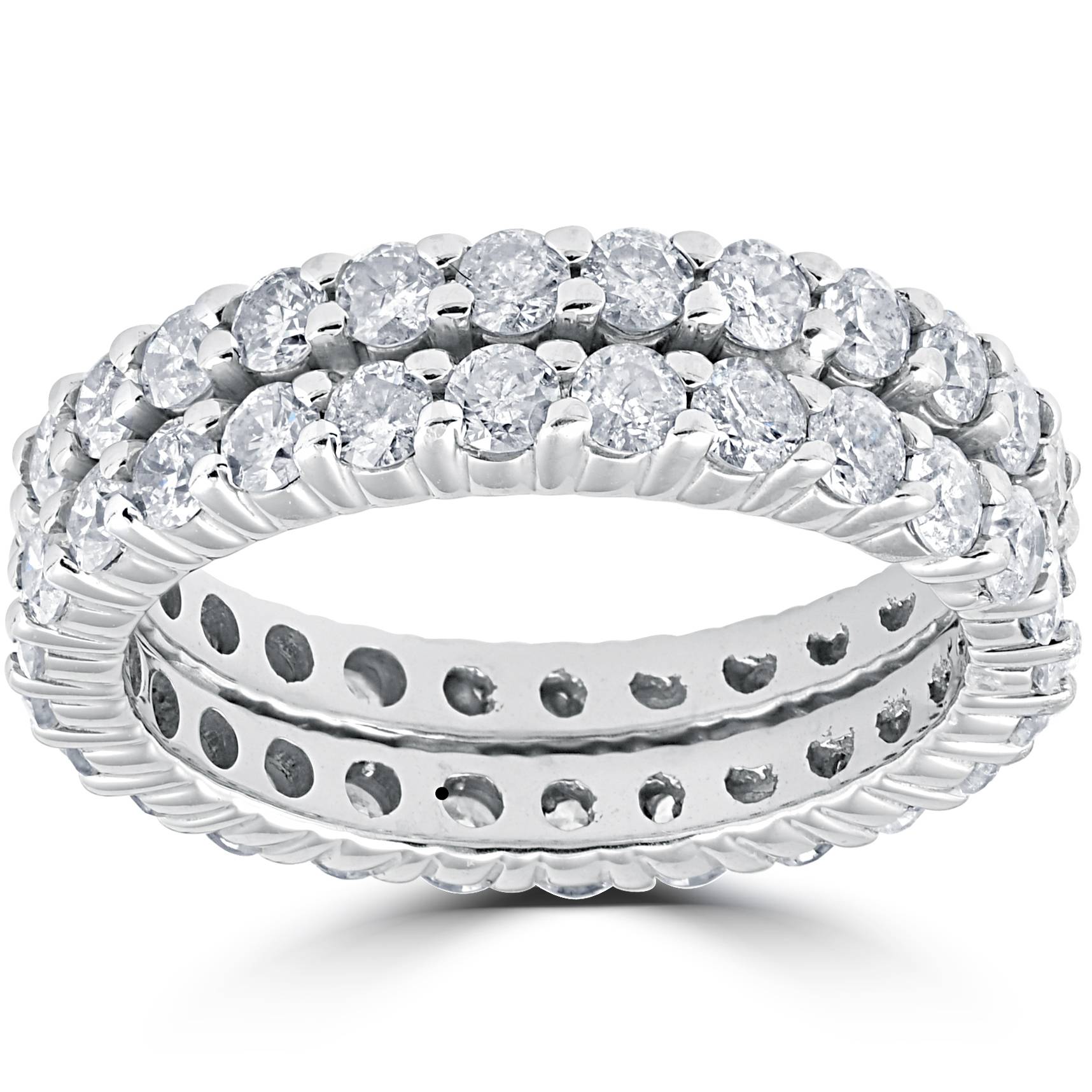 3ct Diamond Eternity Double Row 14K White Gold Size Selectable