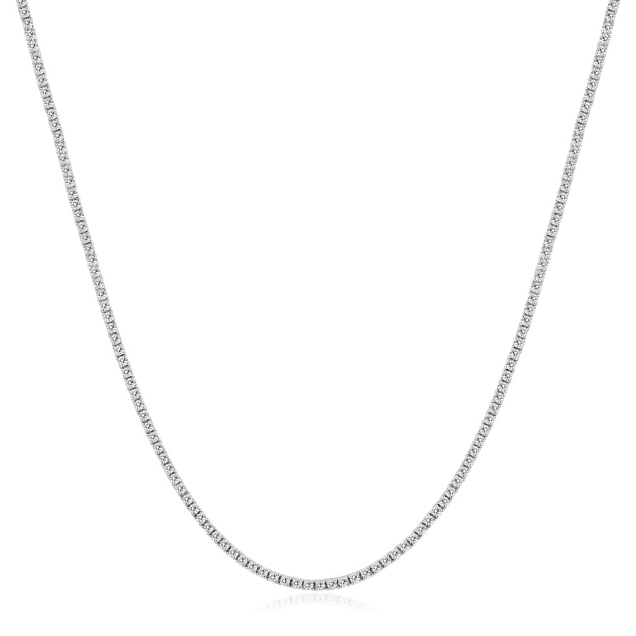 Certified 5Ct 18" Diamond Tennis Necklace 14k White Gold Lab Grown