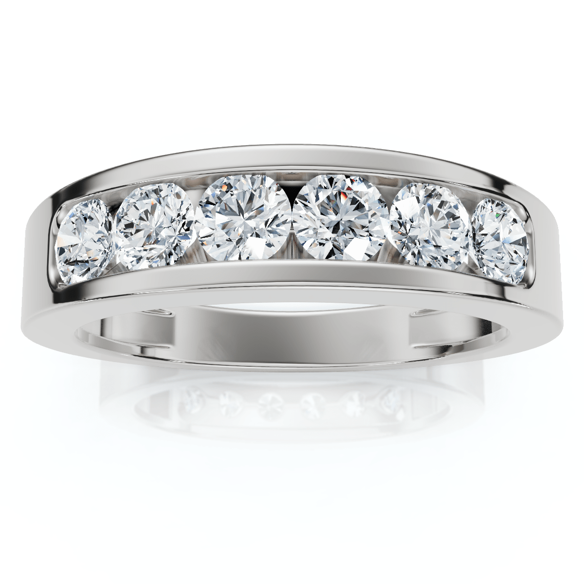 1Ct Diamond Channel Set Polished Wedding Band Mens Ring 14k White Gold Lab Grown
