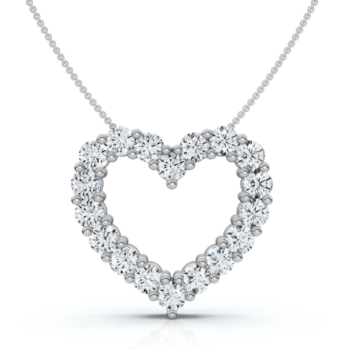 3Ct Diamond Heart Pendant Gold Lab Grown 1" Tall 18" Necklace