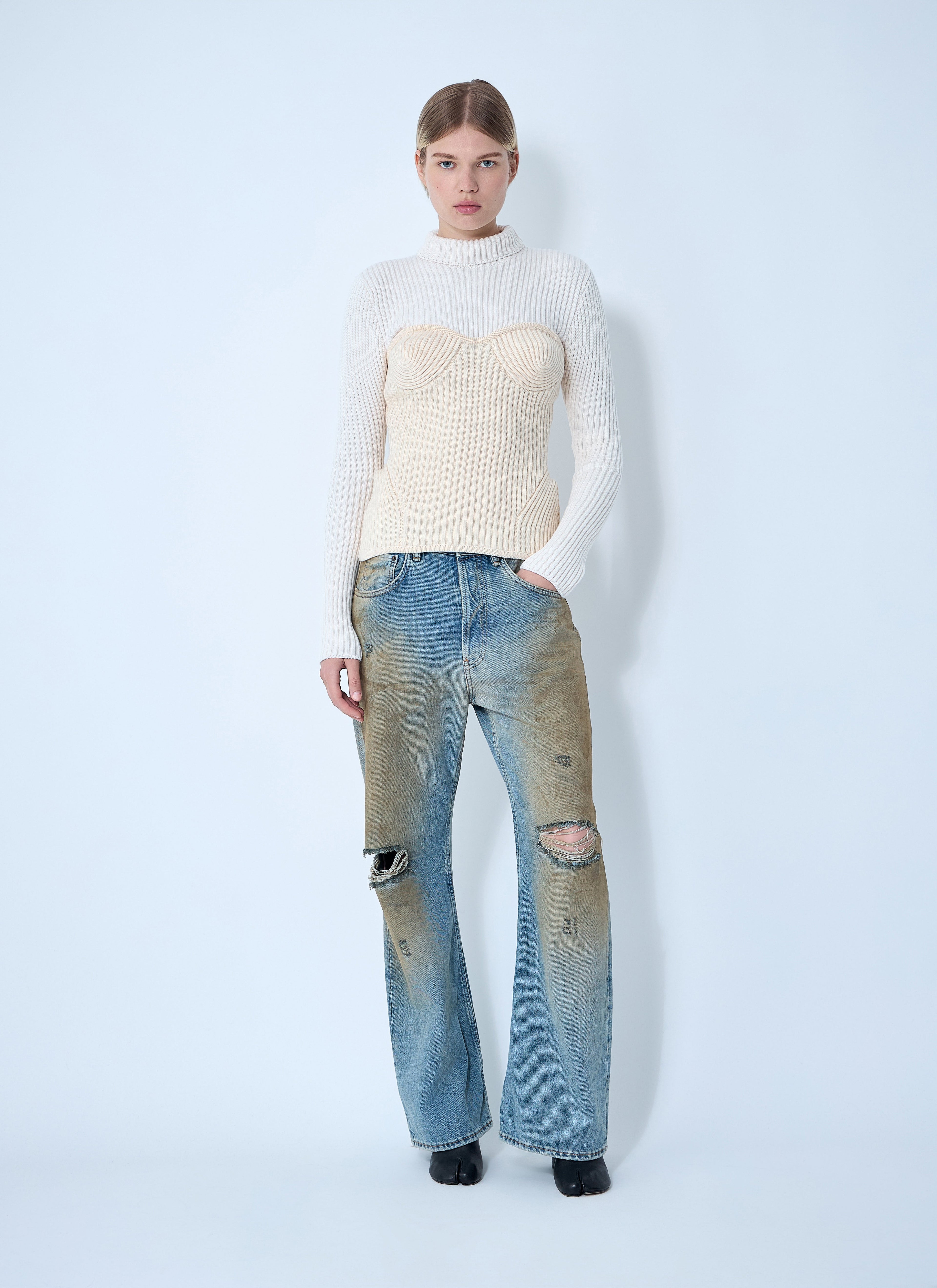 Jean Paul Gaultier Women Ribbed Wool Sweater