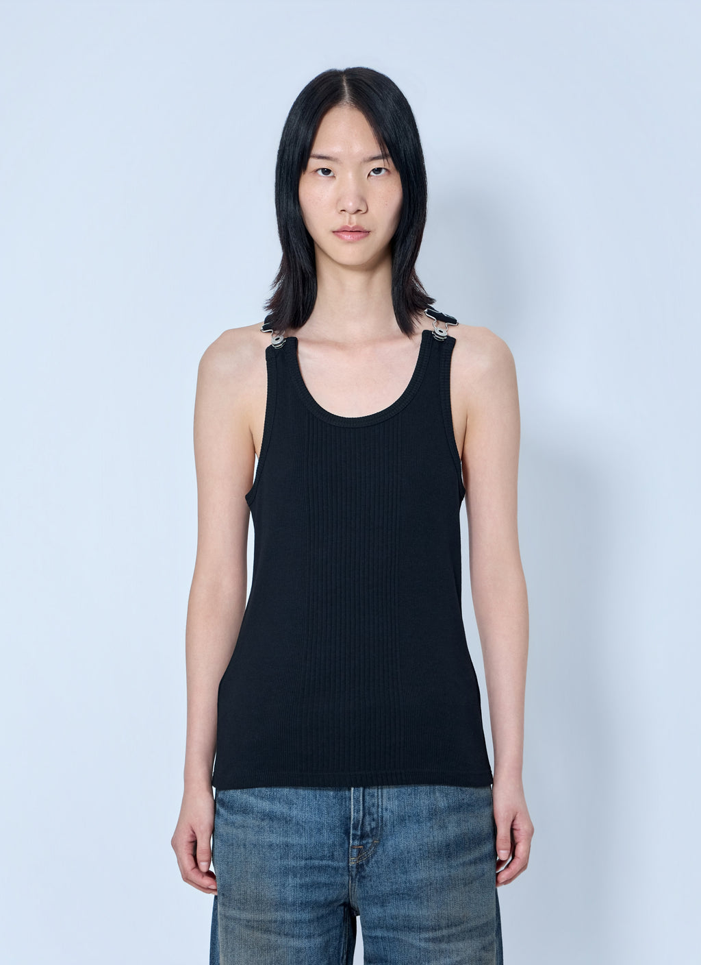Jean Paul Gaultier Women Ribbed Tank Top With Metal Hardware