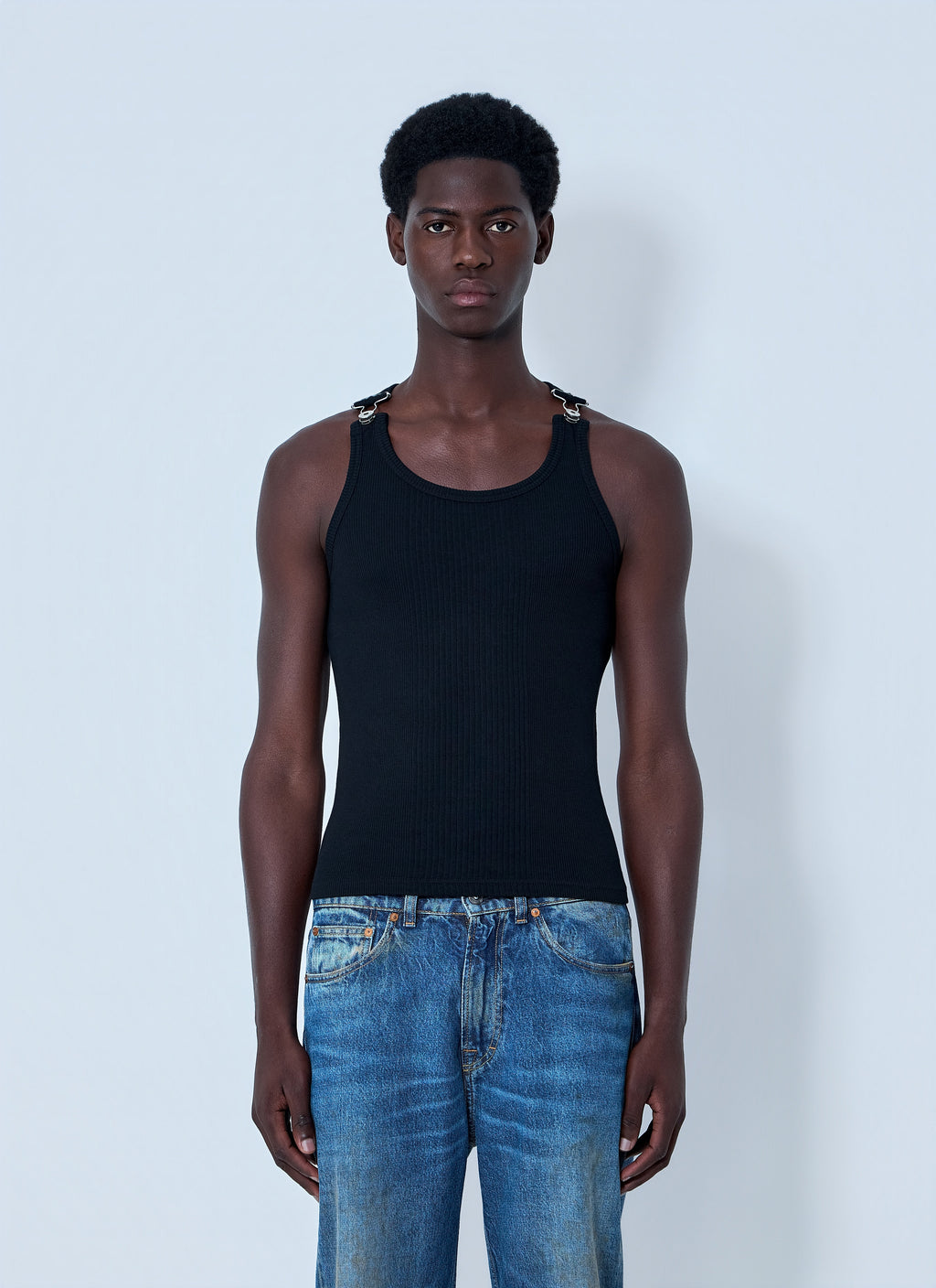 Jean Paul Gaultier Women Ribbed Tank Top With Metal Hardware