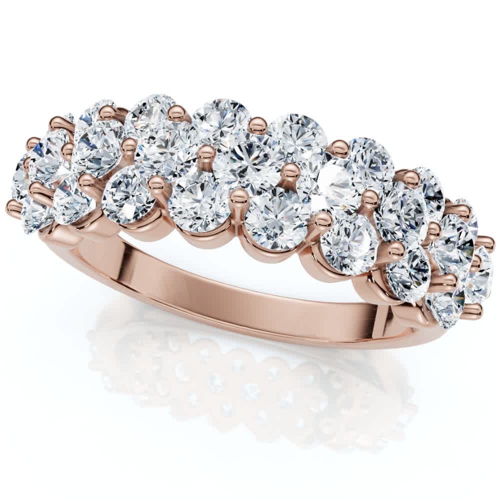 2Ct Multi Row Diamond Anniversary Ring 14k Gold Lab Grown