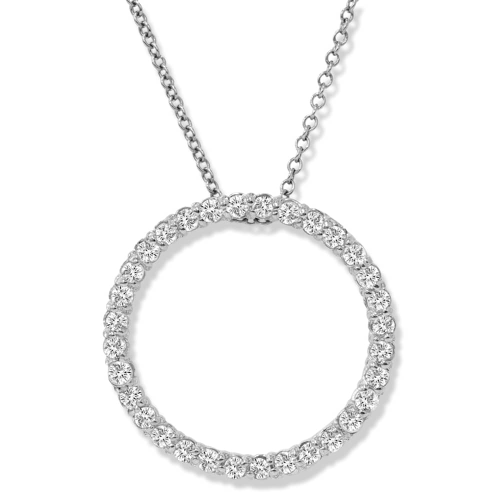 1/2 Ct Diamond Circle Pendant White Gold Lab Grown Necklace