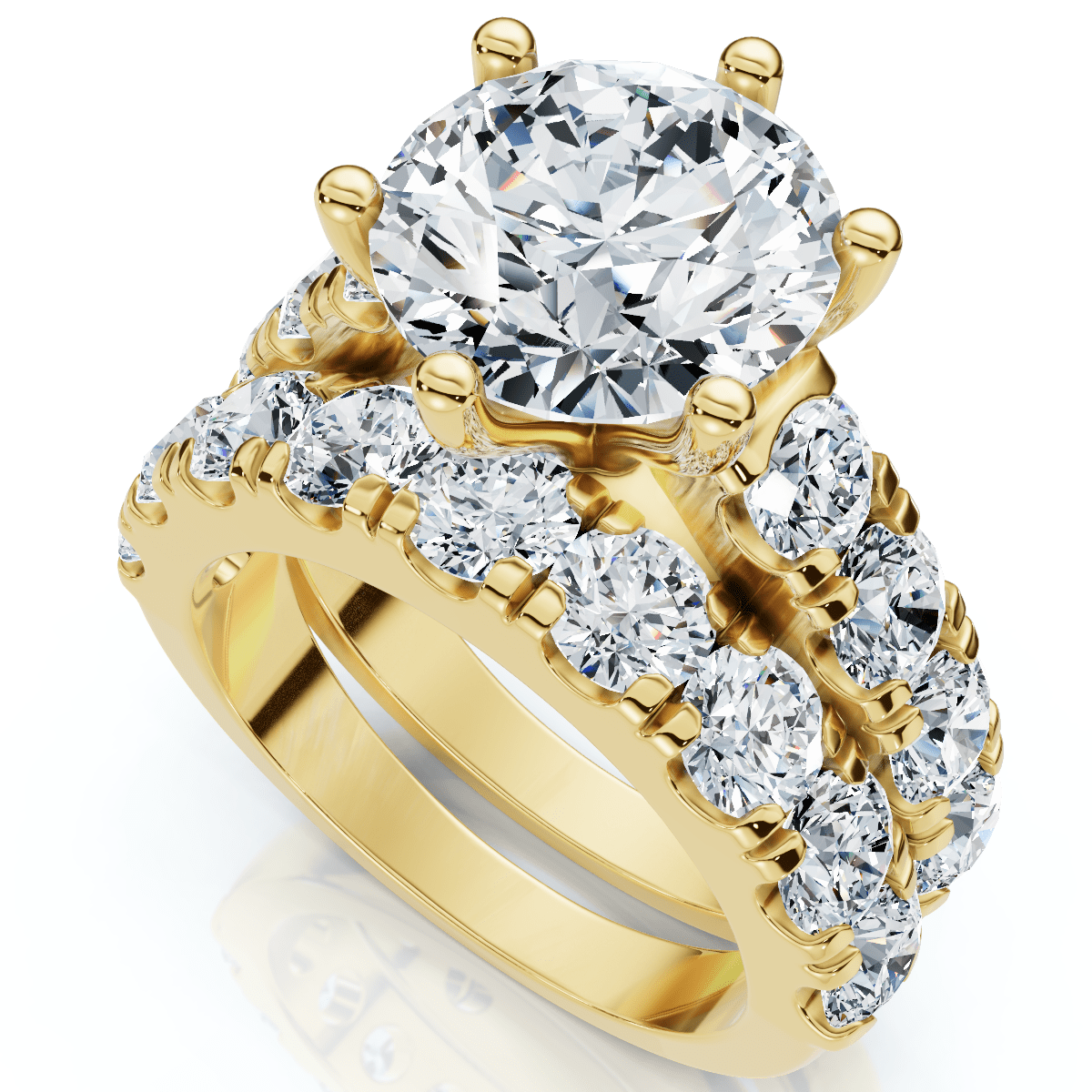 VS 6 1/2Ct Diamond Engagement Wedding Ring Set in 10k Yellow Gold Lab Grown