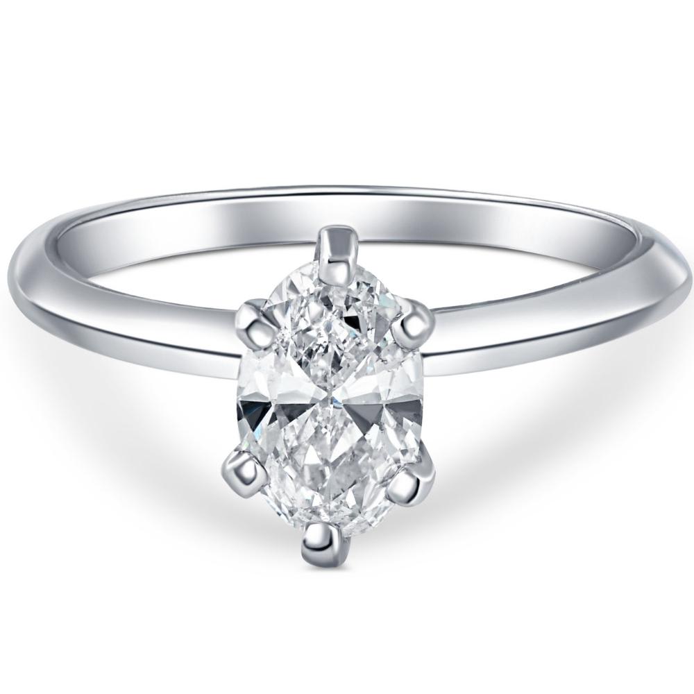 Certified Platinum 1 Ct Oval Cut Natural Diamond Solitaire Engagement Ring G/SI1 Size: 7