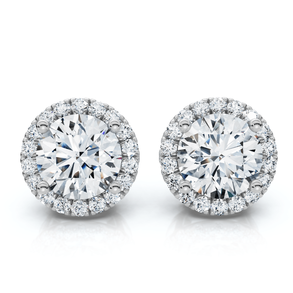 2.25Ct Halo Round Diamond Studs 14k Gold Lab Grown Women's Earrings