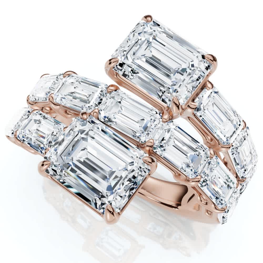 6 1/2Ct Emerald Cut Diamond Ring Gold Women's Right Hand Anniversary Band