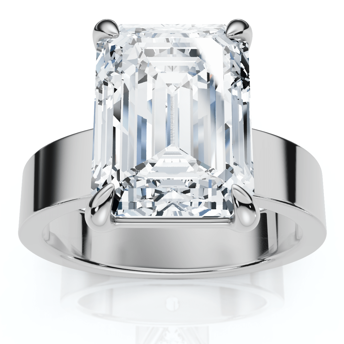 Certified 4Ct Emerald Diamond Cigar Band Engagement Ring Lab Grown